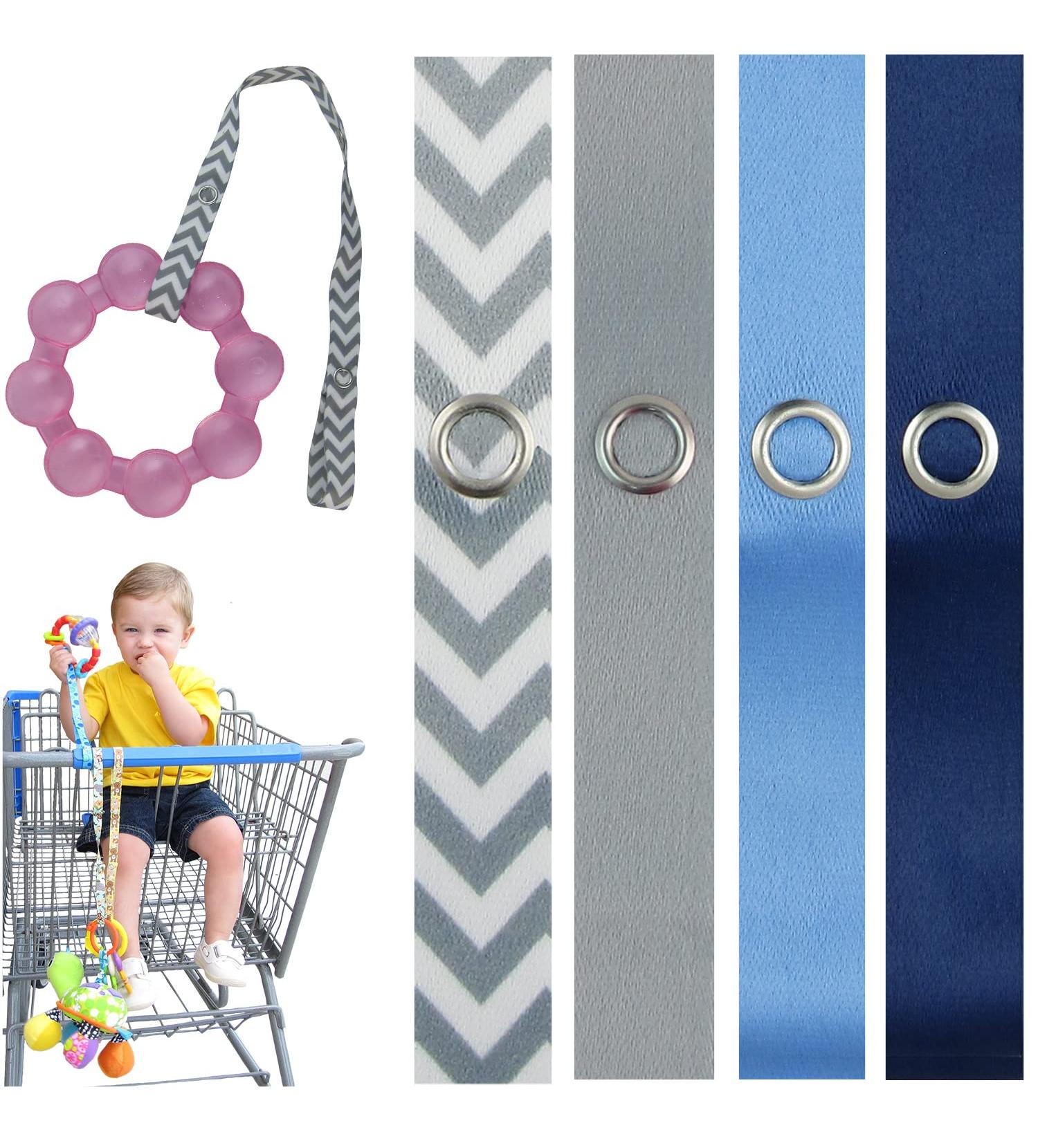 PBnJ Baby Toy Saver Strap Holder Leash (4pc) - Gray Chevron/Navy/Lt Blue/Gray - Buy Online on GoSupps.com