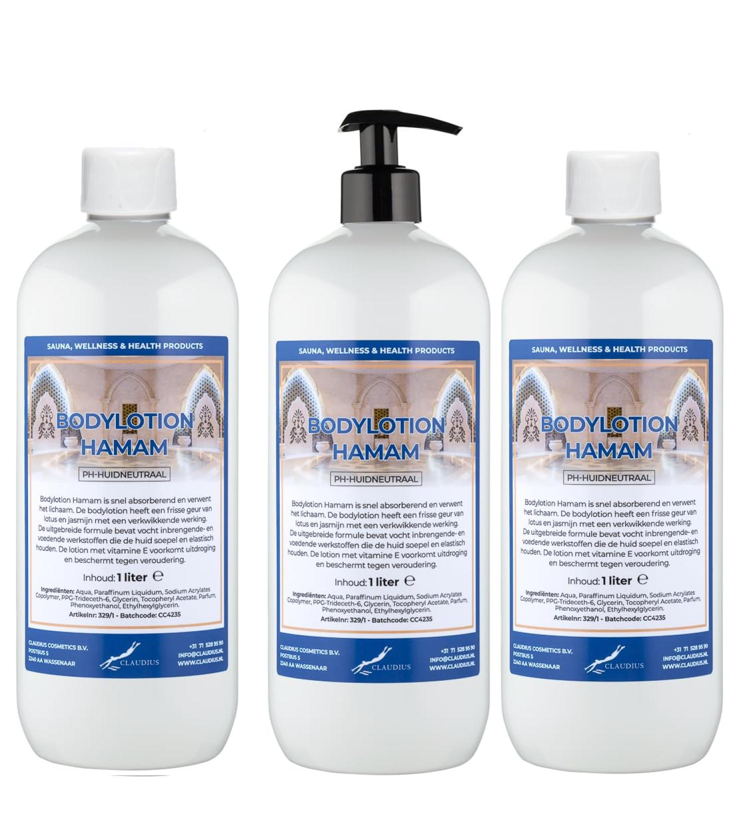 Claudius Body Lotion Hamam 3 x 1 Liter with free pump