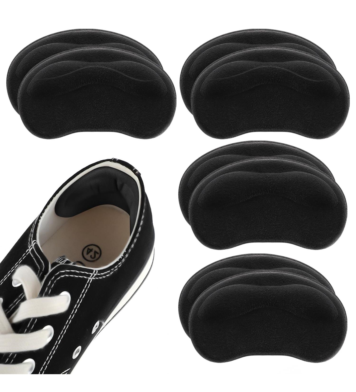 Sibba Heel Pillows - 4 Pairs Self-Adhesive Inserts for Loose Shoes & Boots | Anti-Bubble Heel Protection for Men & Women | Reusable Black Heel Cushions - Buy Online on GoSupps.com