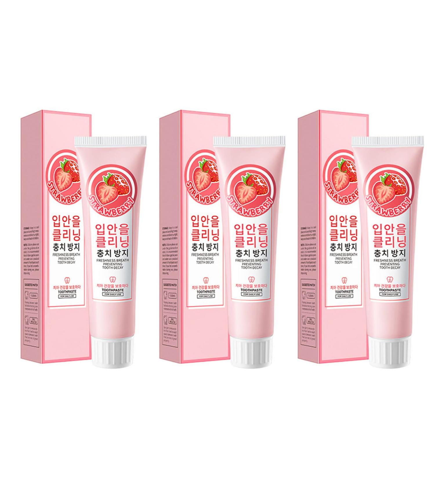 3-Count Refreshing Fruit Toothpaste Daily Oral Hygiene for Deep Cleaning Stain Care and Breath Freshening Strawberry One Size One Size Strawberry - Buy Online on GoSupps.com