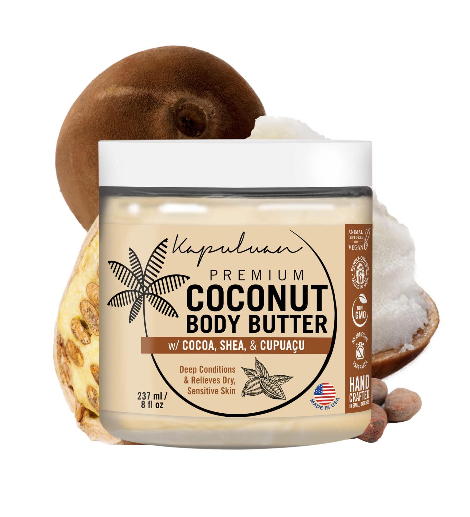 Coconut Body Butter for Dry Skin | Nourishing Body Cream with Raw Coconut Oil Cocoa Butter & Shea Butter | Whipped Moisturizer for Women - Buy Online on GoSupps.com
