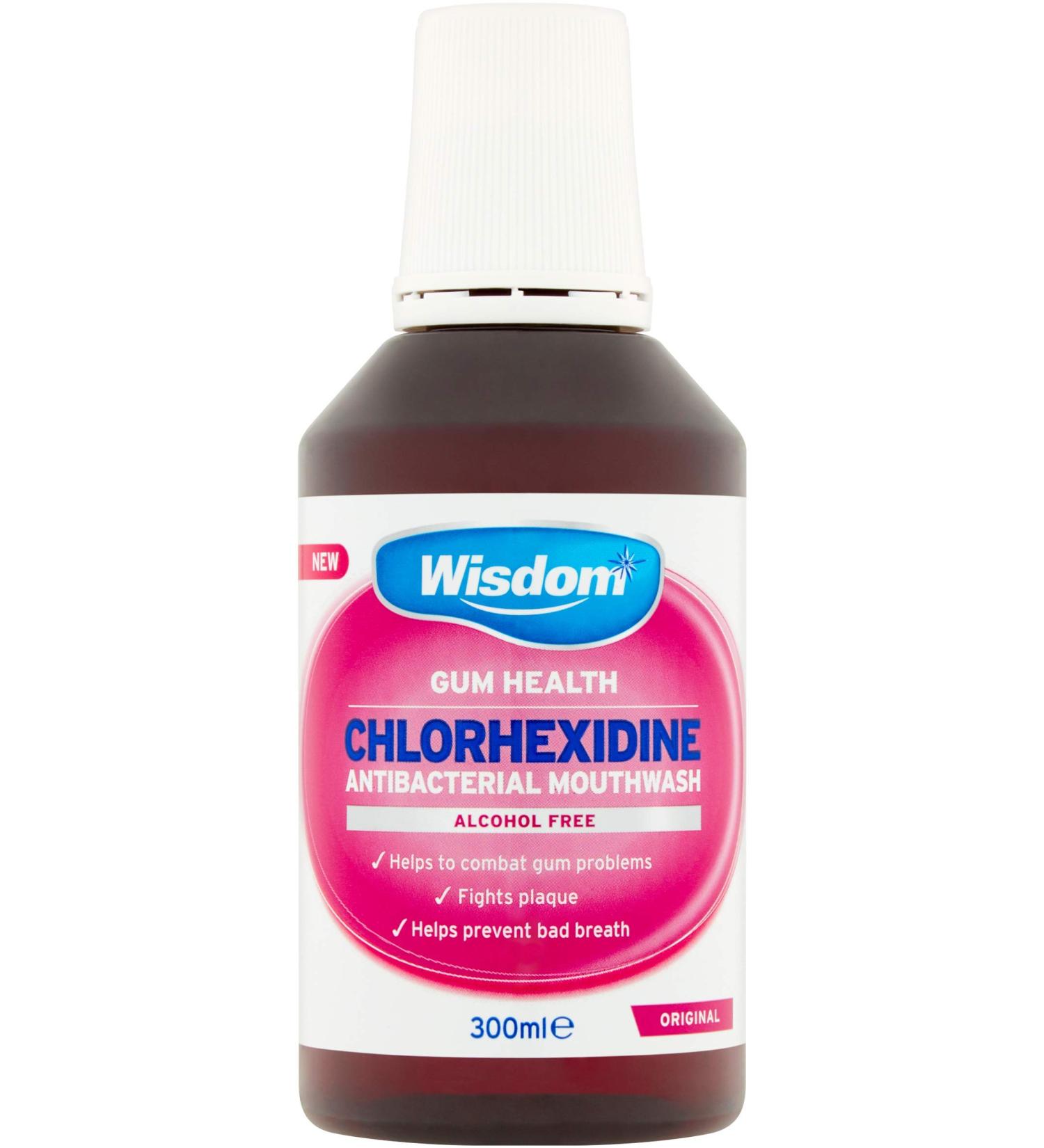 Wisdom Chlorhexidine Mouthwash Original - Alcohol Free 300ml 300 ml (Pack of 1)