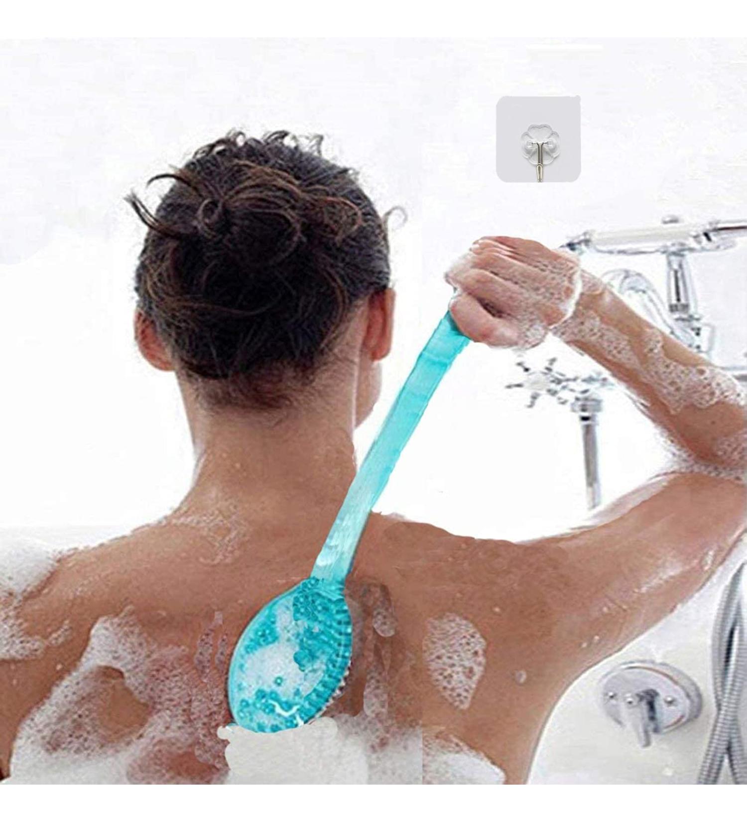 Bath Brush Back Brush for Showering | Soft Bristle Skin Massage Body Brush for Women & Men - Blue - Buy Online on GoSupps.com