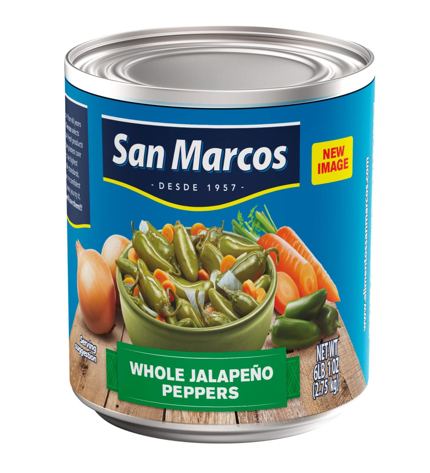 San Marcos Whole Jalapenos 6 lb - Handpicked 97 oz Peppers (Pack of 1) - Buy Online on GoSupps.com