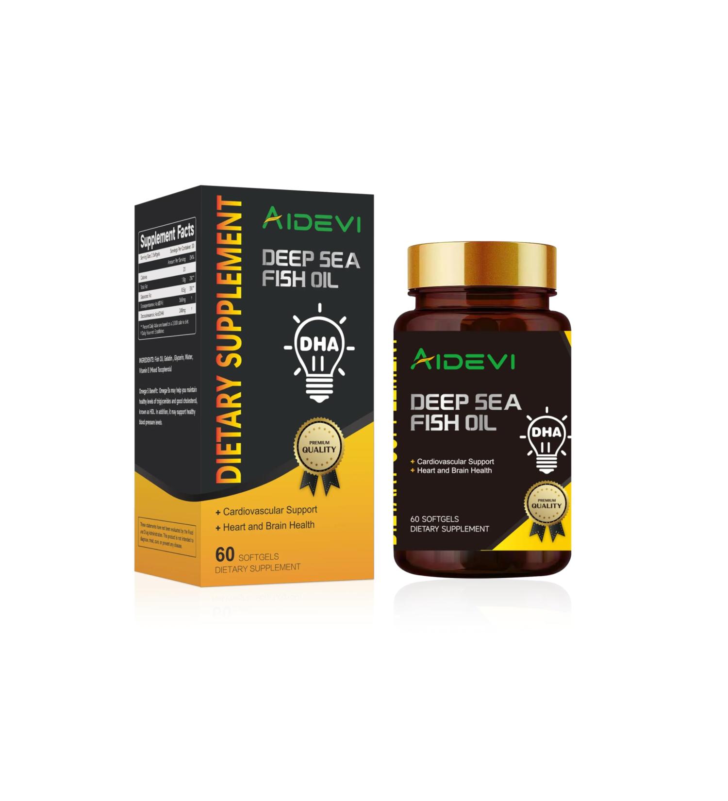 AIDEVI Fish Oil Omega 3 Supplements DHA EPA Supports 60 Softgel (1) - Buy Online on GoSupps.com