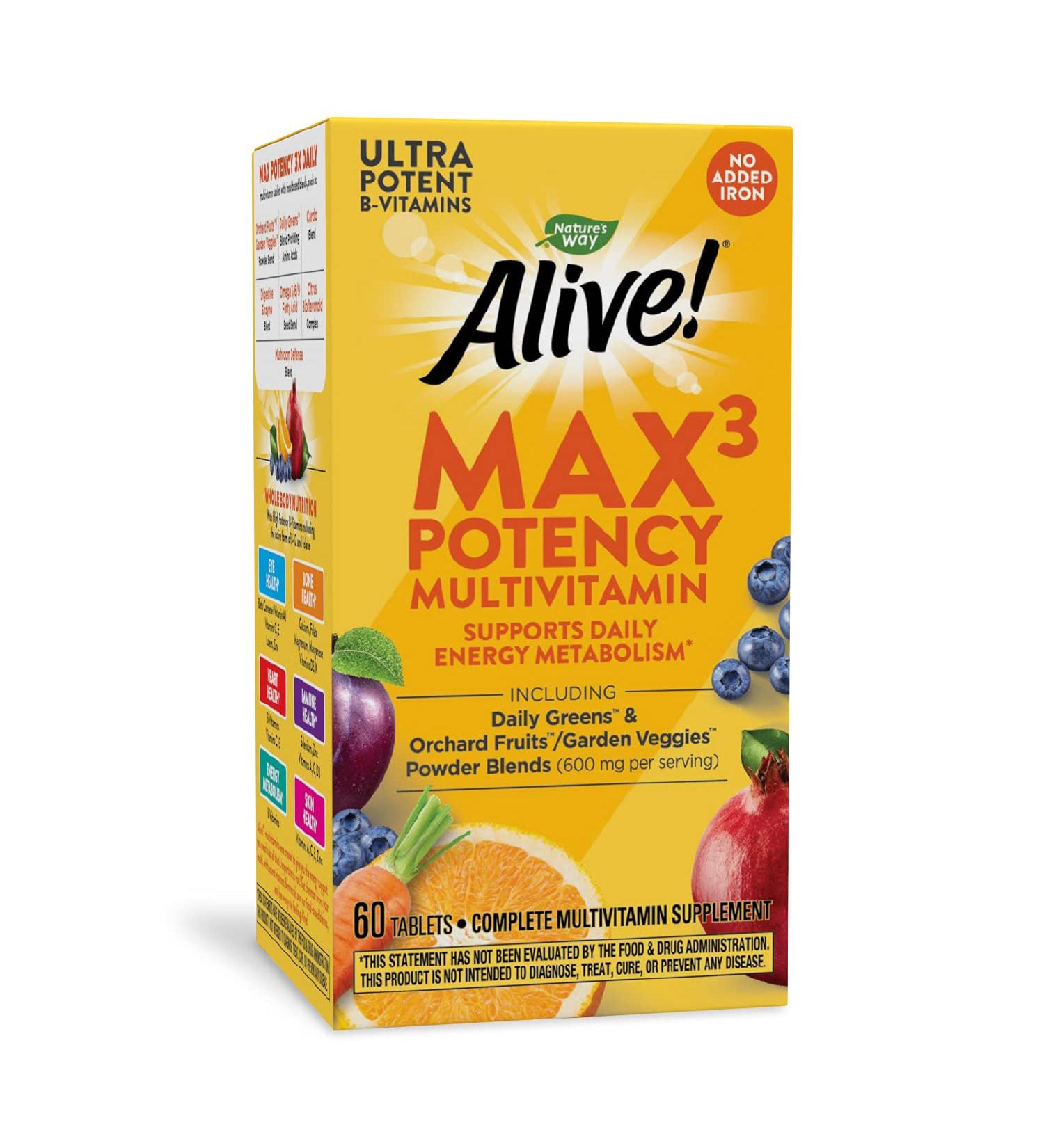 Nature's Way Alive! Max3 Daily Multi-Vitamin - No Iron, 60 Tablets | Boost Your Energy & Wellness - Buy Online on GoSupps.com
