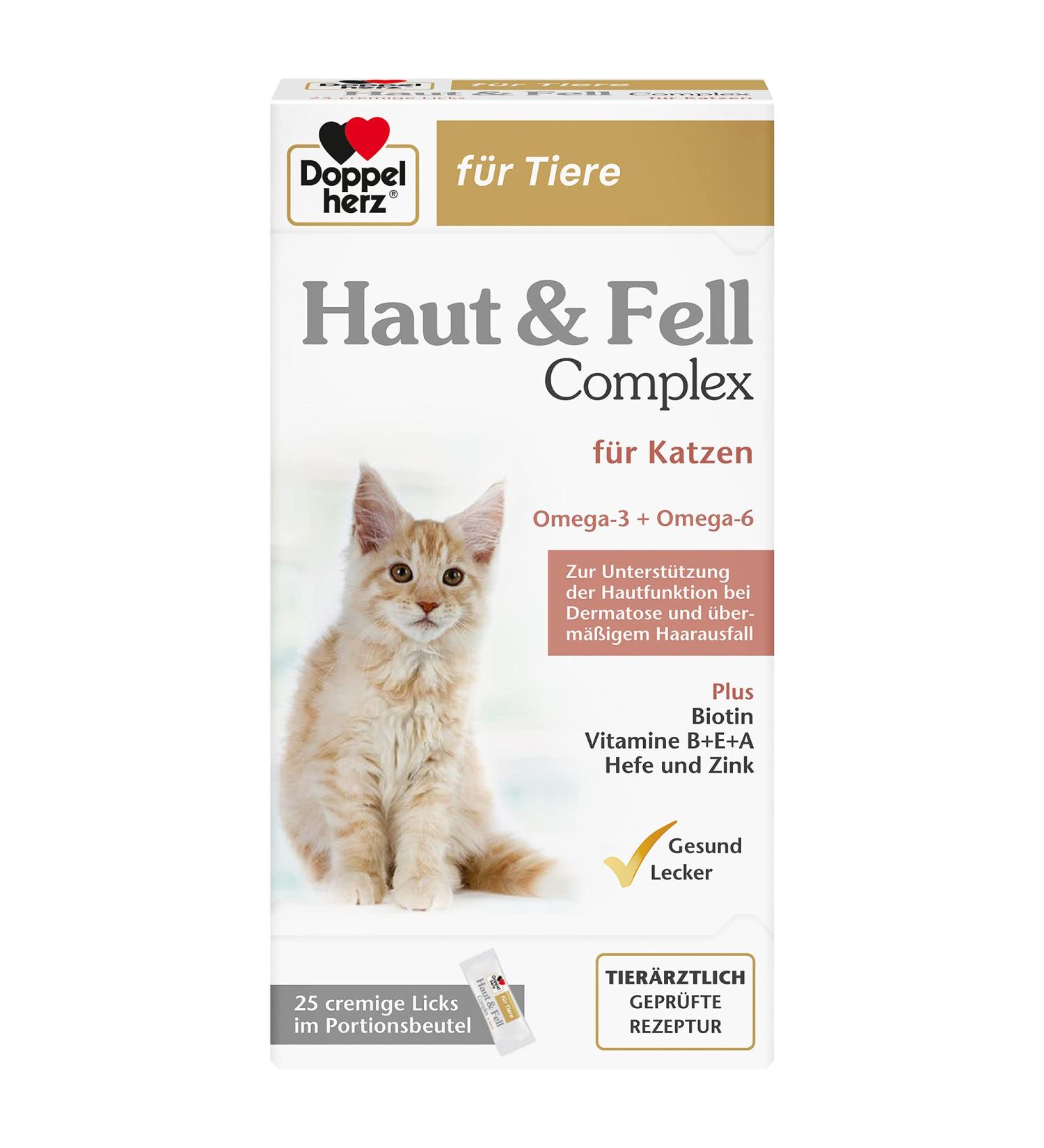 Doppelherz Haut & Fell Complex for Cats - Skin & Fur Support for Dermatosis & Hair Loss - 25 Licks - Buy Online on GoSupps.com