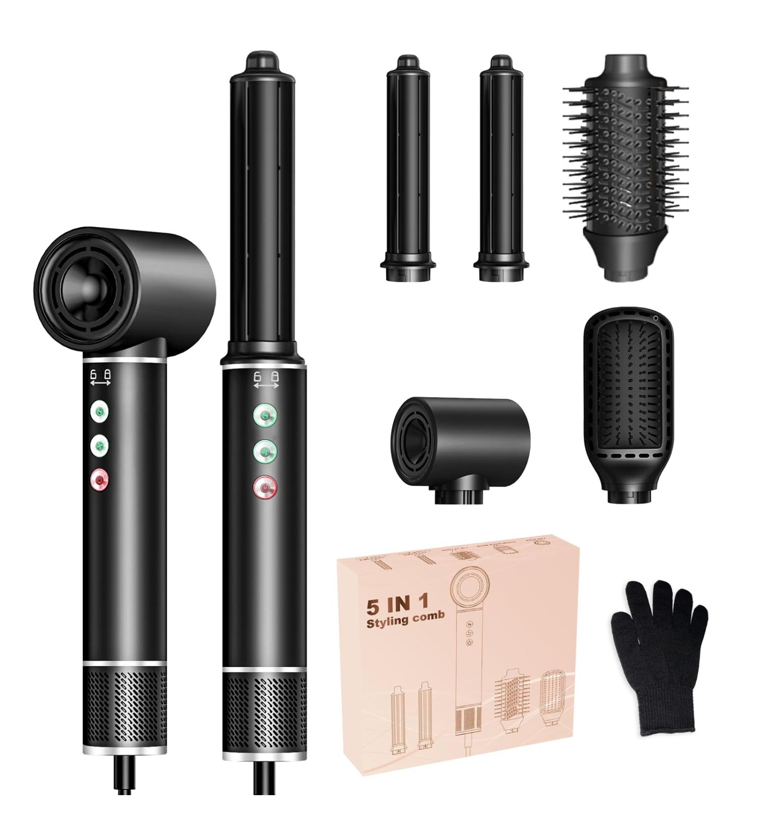 Airstyler 5 in 1: Powerful 110 000 RPM Hair Dryer Ionic Hair Styler Curling Rod & Smoothing Brush | Lightweight & Quiet | International Shipping Available - Buy Online on GoSupps.com