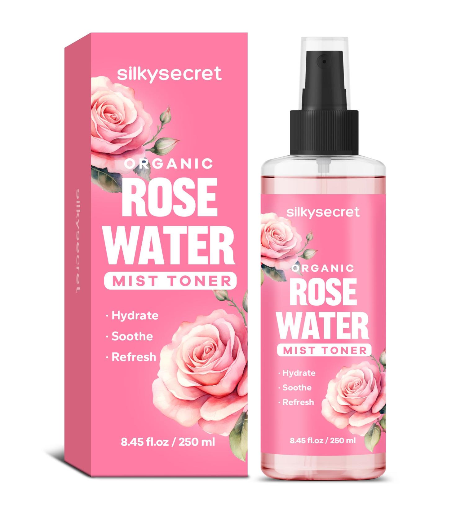 Organic Rose Water Spray - Hydrating Face Mist & Toner for Skin & Hair | 8.45 Fl Oz Rosewater for All Skin Types - Buy Online on GoSupps.com