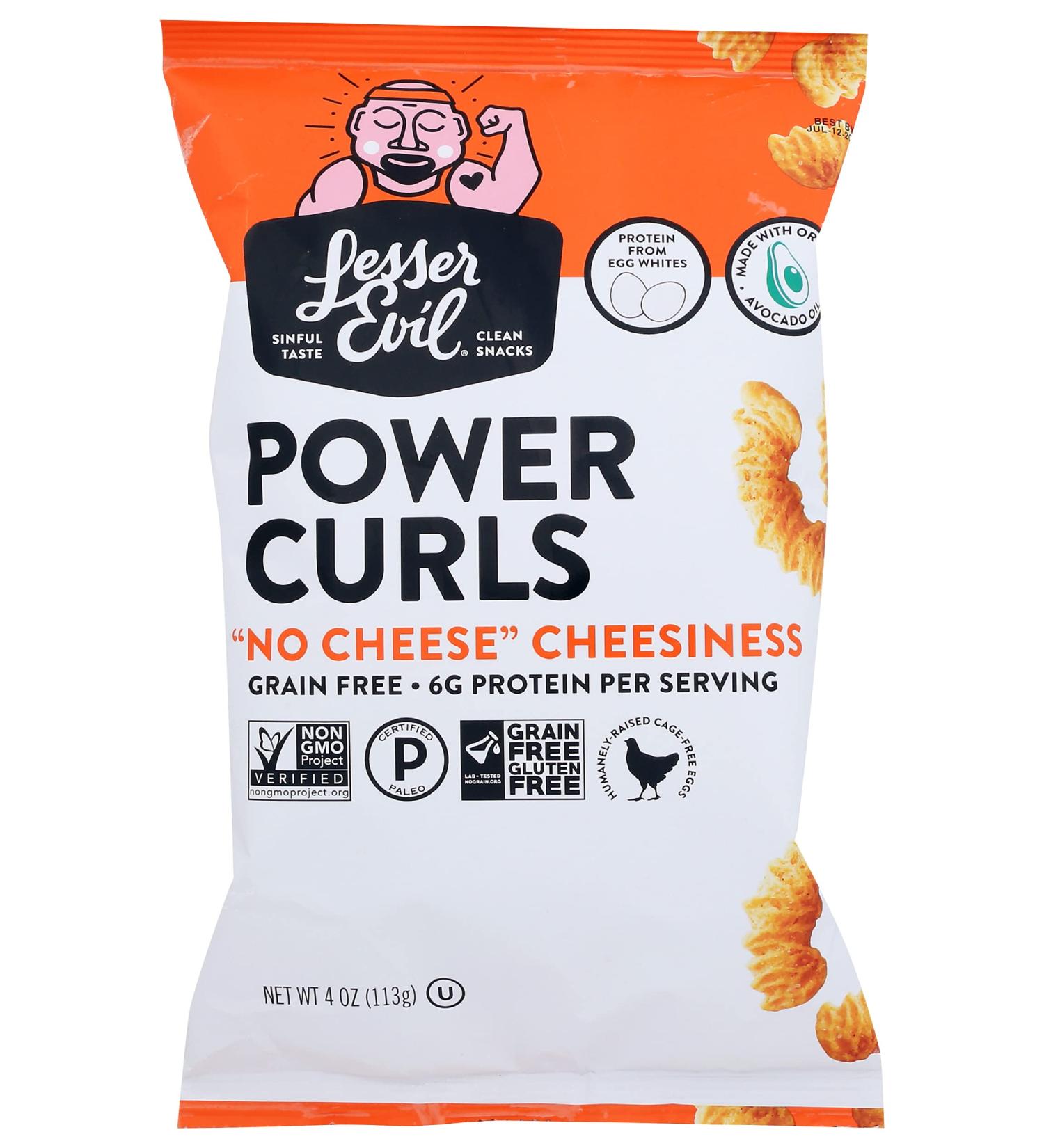 Lesserevil Power Curls Egg and Cheese Snack - 4 oz | Healthy Protein Snack - Buy Online on GoSupps.com