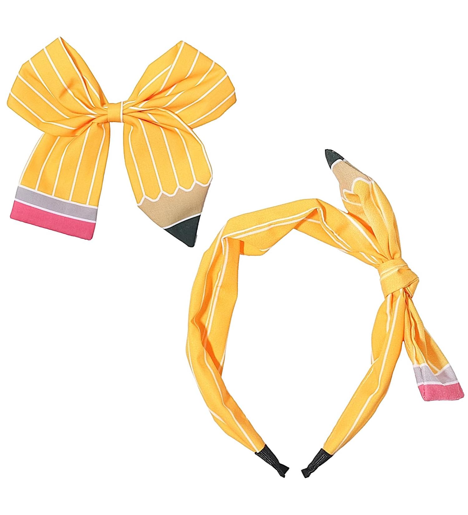 Back to School Headbands for Teachers Yellow Pencil Headbands & Pencil Bow Hair Clips Cute Hair Band School Hair Accessories for Girls Women Back to School Outfits Teacher Appreciation Gifts - Buy Online on GoSupps.com