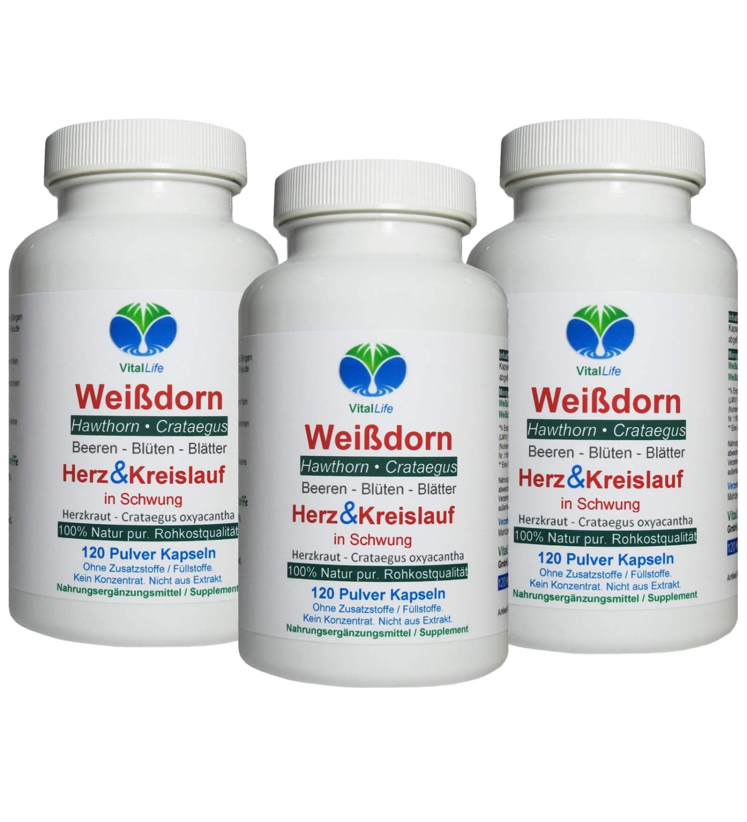 Windendorn hawthorn cardiovascular 360 capsules 3x120 "heart herb" nature pure hawthorn berries & hawthorn leaves & hawthorn flowers without additives 27100-3 58 g (3 Pack)