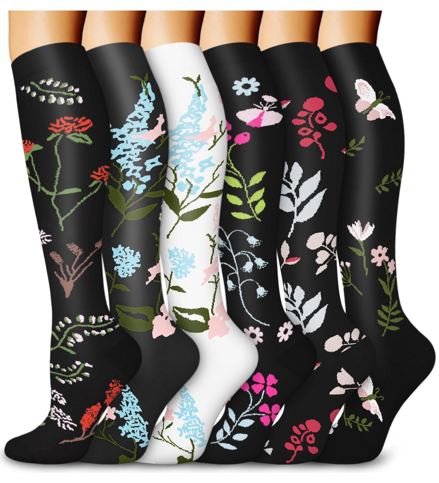 Blongw Compression Stockings for Men - 6 Pairs Knee Support Socks for Travel Sports & Flight - L-XL Assorted - Buy Online on GoSupps.com