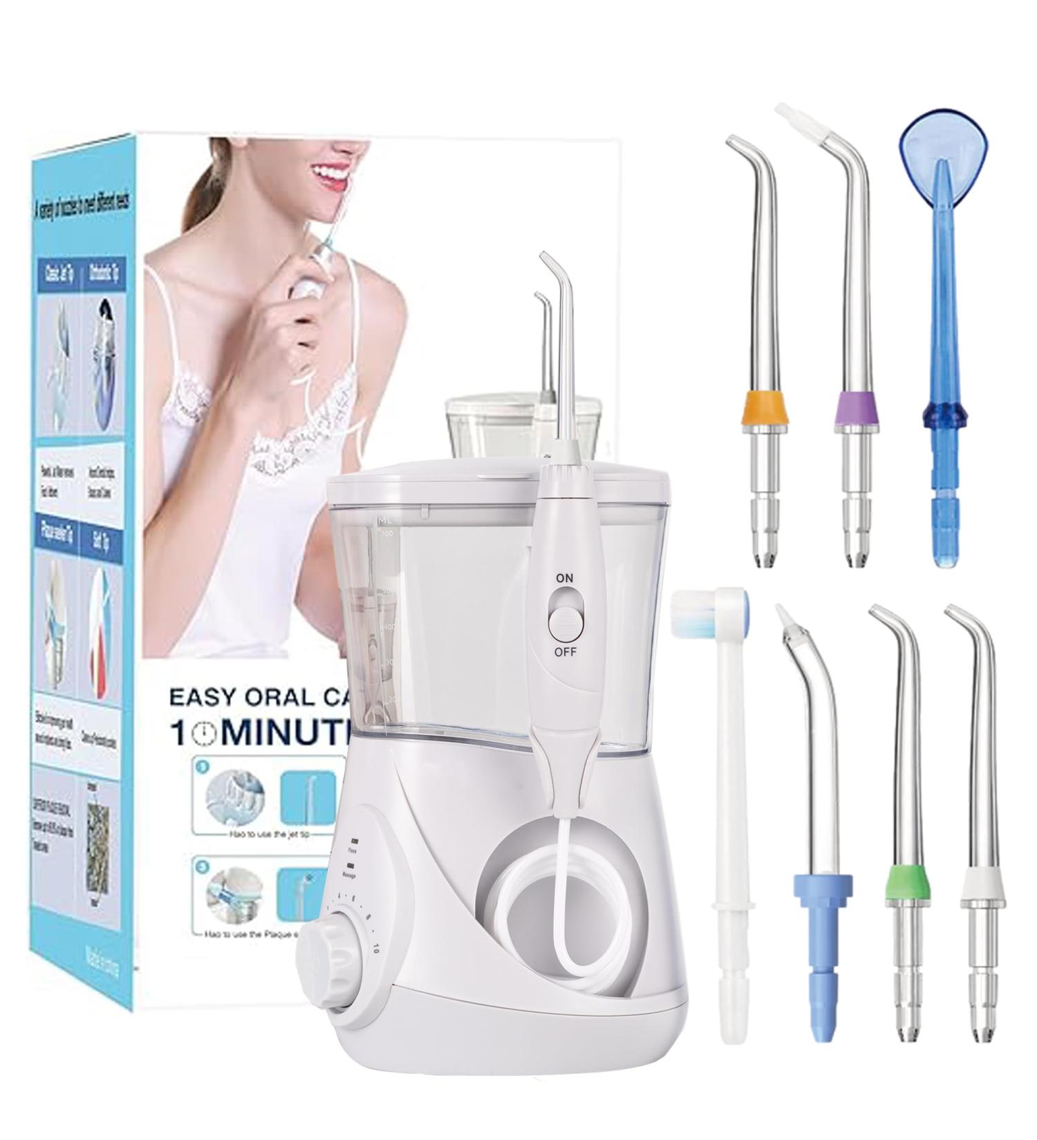 Water Dental Flosser for Teeth/Braces Water Teeth Cleaner 7 Jet Tips and 10 Pressure Levels 700ML Large Water Tank Oral Irrigator for Family