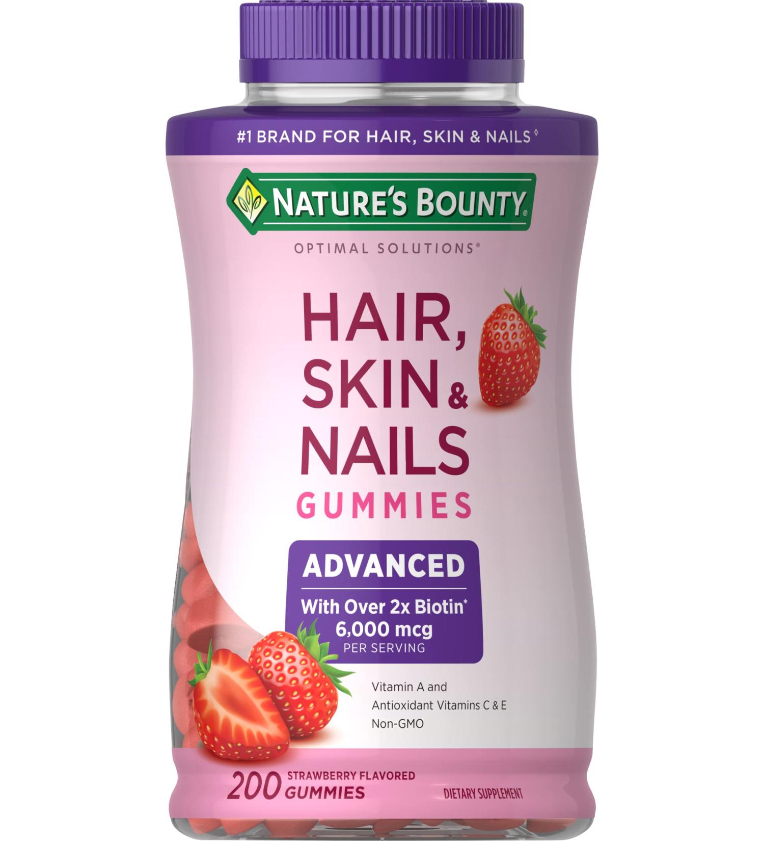 Nature's Bounty Advanced Hair Skin Nails 2X Biotin 200 Strawberry Gummies - Buy Online on GoSupps.com