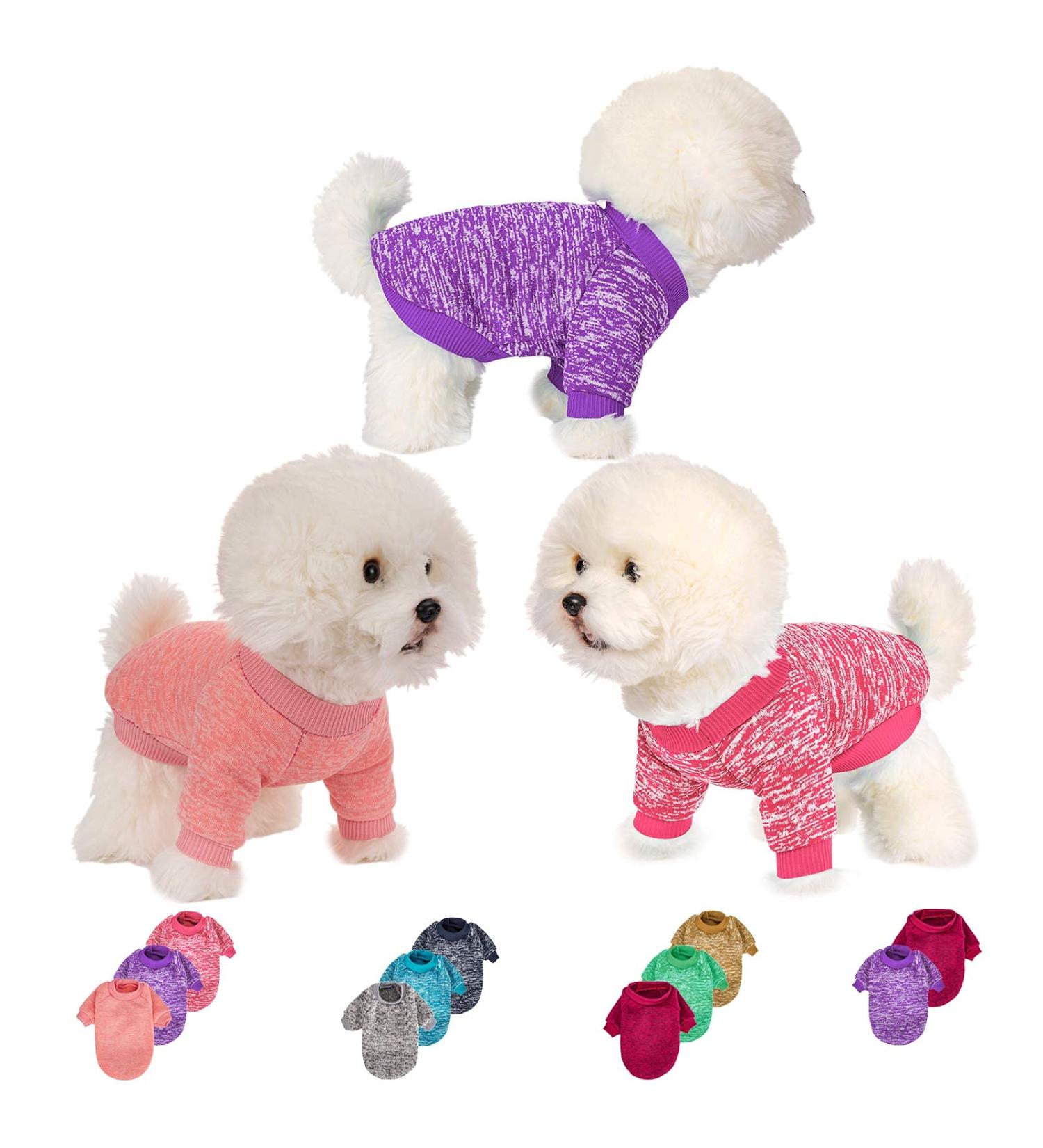 Dog Sweater 3 Pack for Small Dogs - Warm & Soft Pet Clothes for Winter - X-Small - Pink, Purple, Hot Pink - Buy Online on GoSupps.com