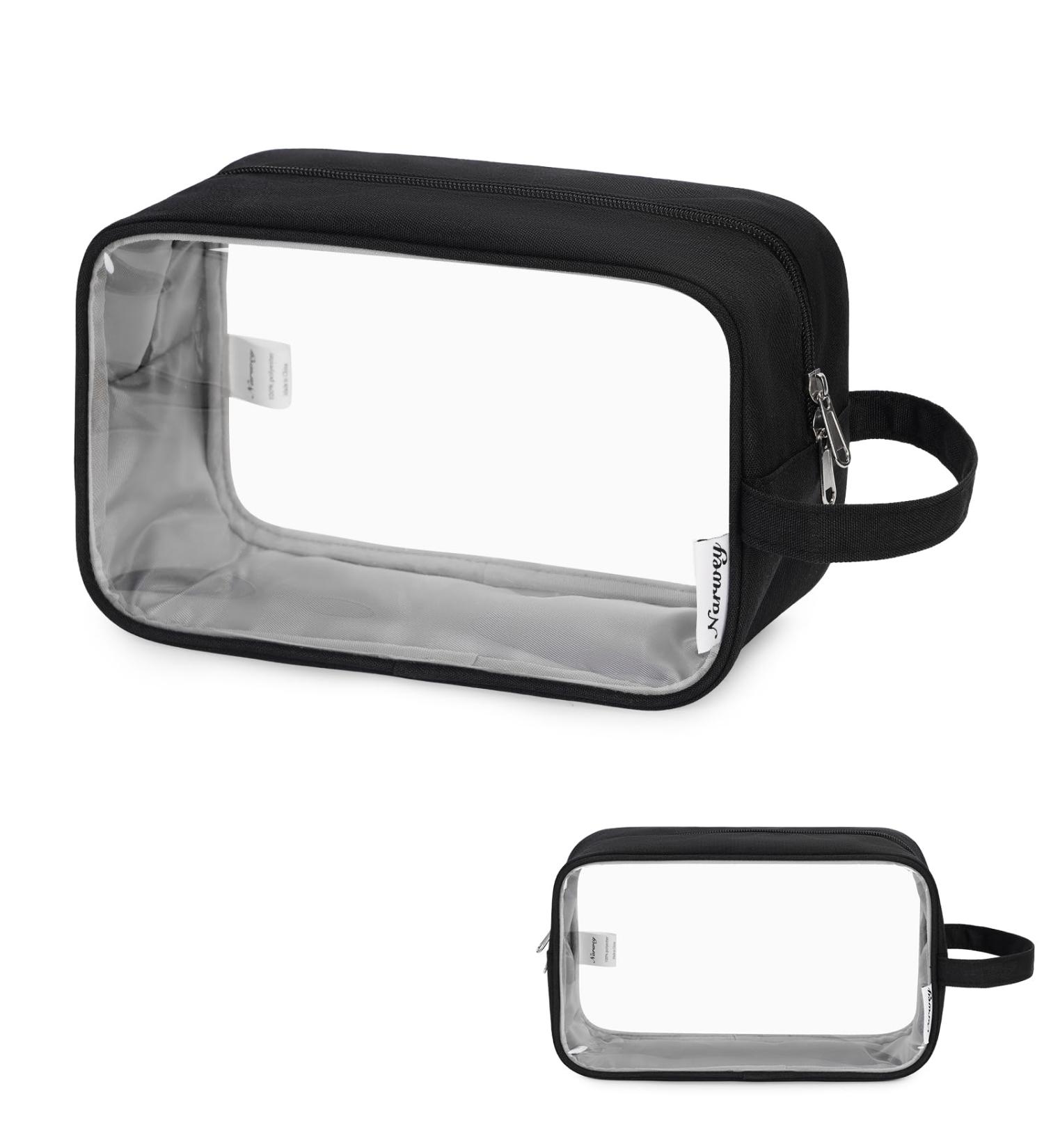 Narwey Clear Travel Toiletry Bag for Women - Black Makeup Organizer Dopp Kit for Toiletries & Cosmetics - Buy Online on GoSupps.com