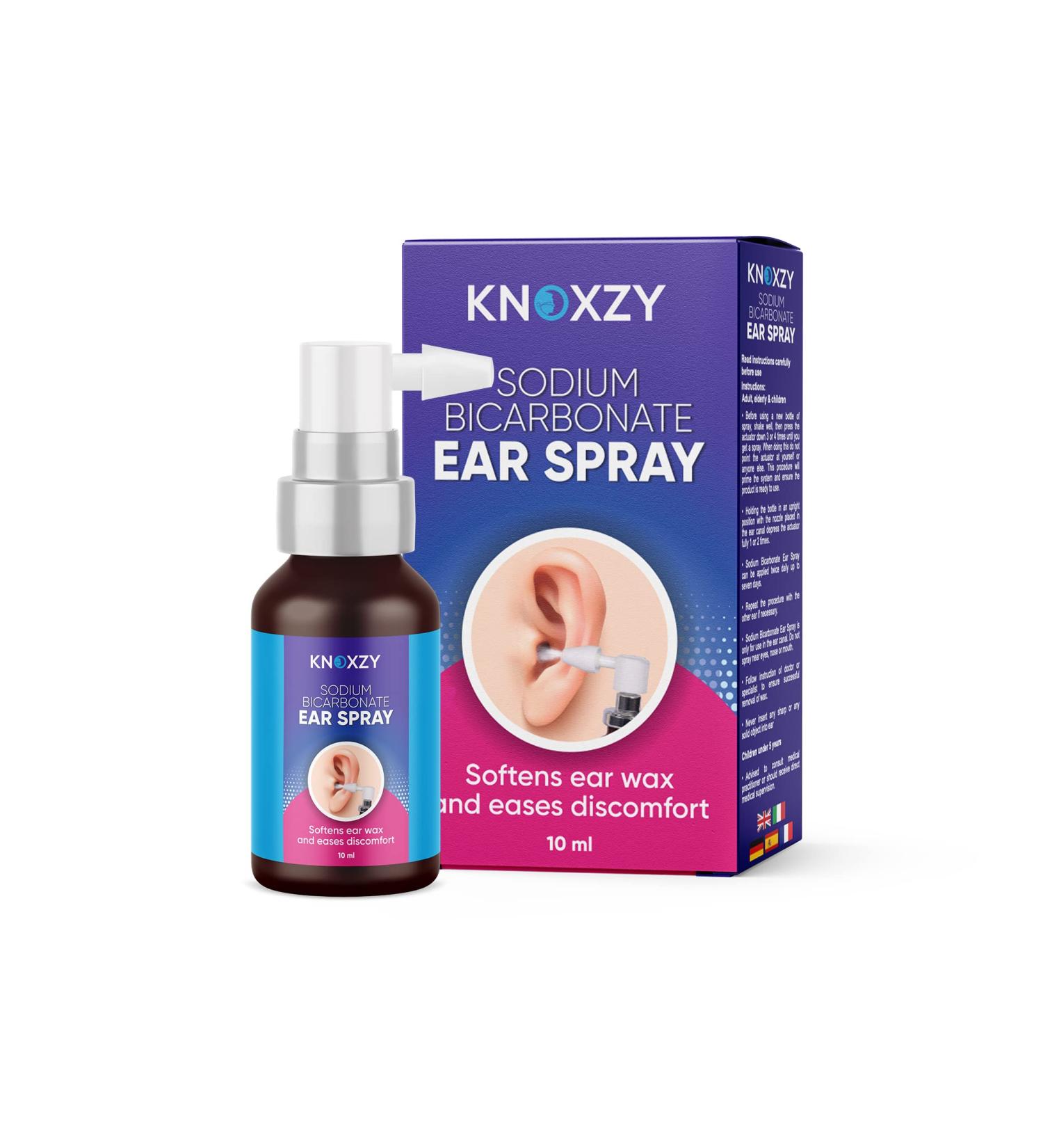 Knoxzy Sodium Bicarbonate Ear Spray - Ear Wax Remover for Clogged Ear Relief - 10ml - Buy Online on GoSupps.com