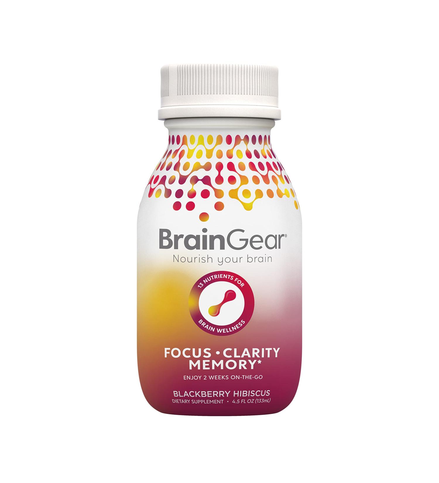 BrainGear Brain Booster Nootropic Supplement - Natural Blackberry Hibiscus - 1 Bottle - Buy Online on GoSupps.com