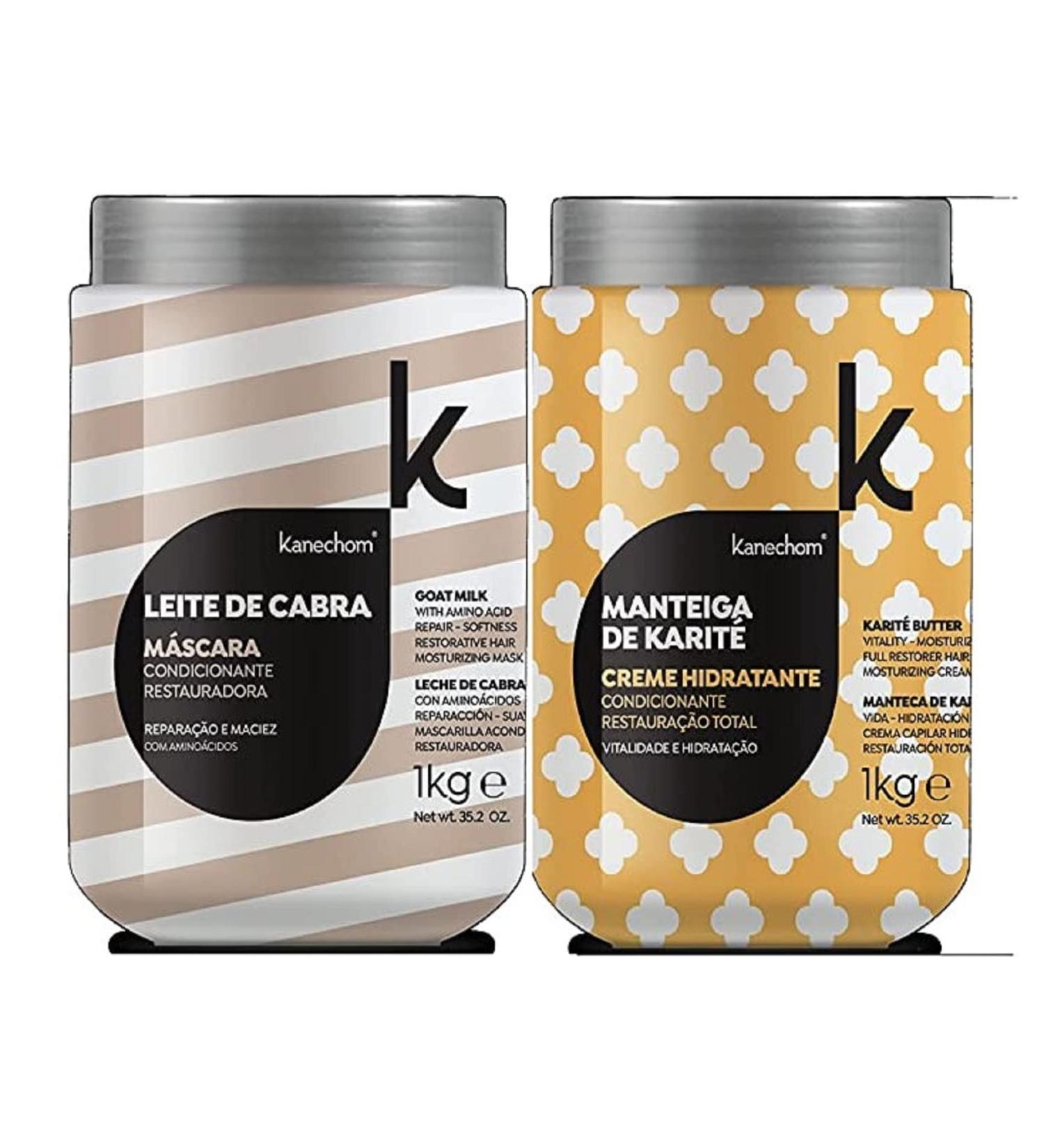 kanechom Linha Classics - Kit de Mascaras Condicionantes Restauradoras Leite de Cabra e Manteiga de Karite (2 x 1000 Gr) - (Goat Milk and Karite Butter Restoration Masks Set (2 x Net 35.27 Oz))