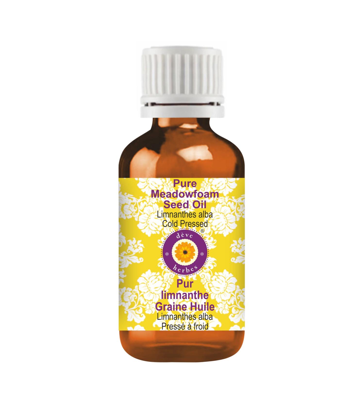 Deve Herbes Pure Meadowfoam Seed Oil 50ml 100% Natural Therapeutic Grade Cold Pressed Ideal for Skin & Hair Care International Shipping Available - Buy Online on GoSupps.com