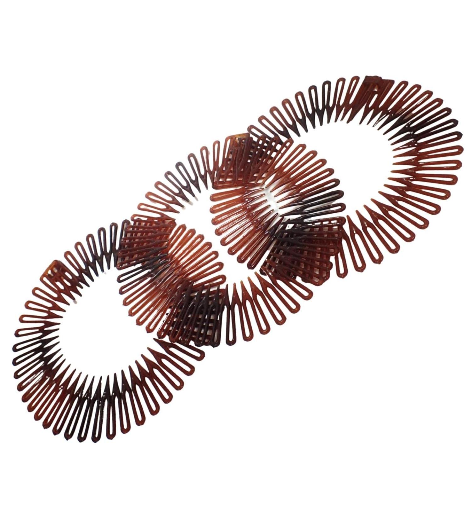 Topkids Accessories Flexi Comb Flexiband Headband - Set of 3 - Anti Snap Durable Spider Hairband Grip Circle Headbands Zig-zag Headband Stretch Hair Comb (Tort Brown) - Buy Online on GoSupps.com