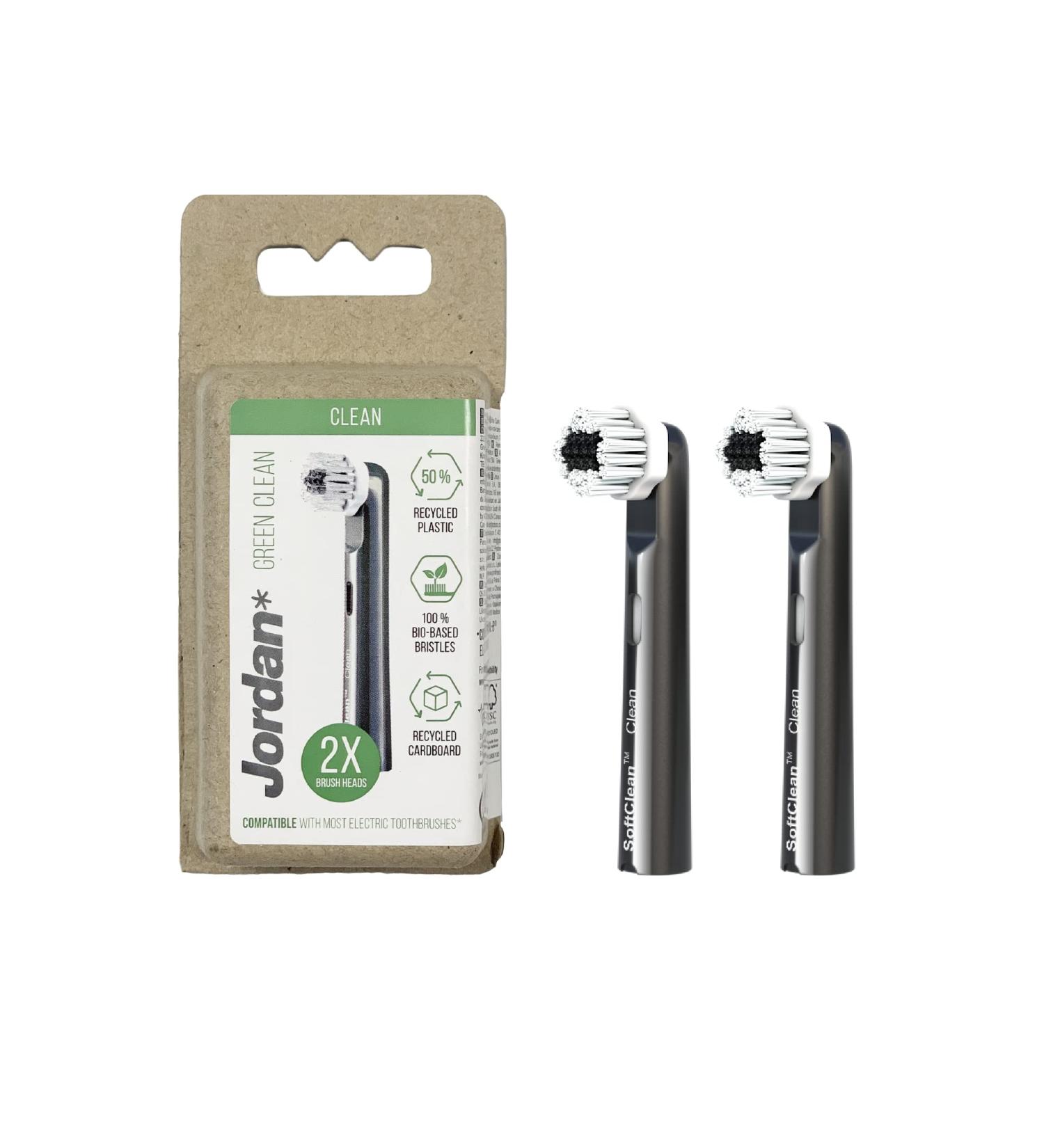 Jordan Green Clean Electric Toothbrush Heads - Oral B Compatible | Sustainable Brush Heads | 2 Pack - Buy Online on GoSupps.com