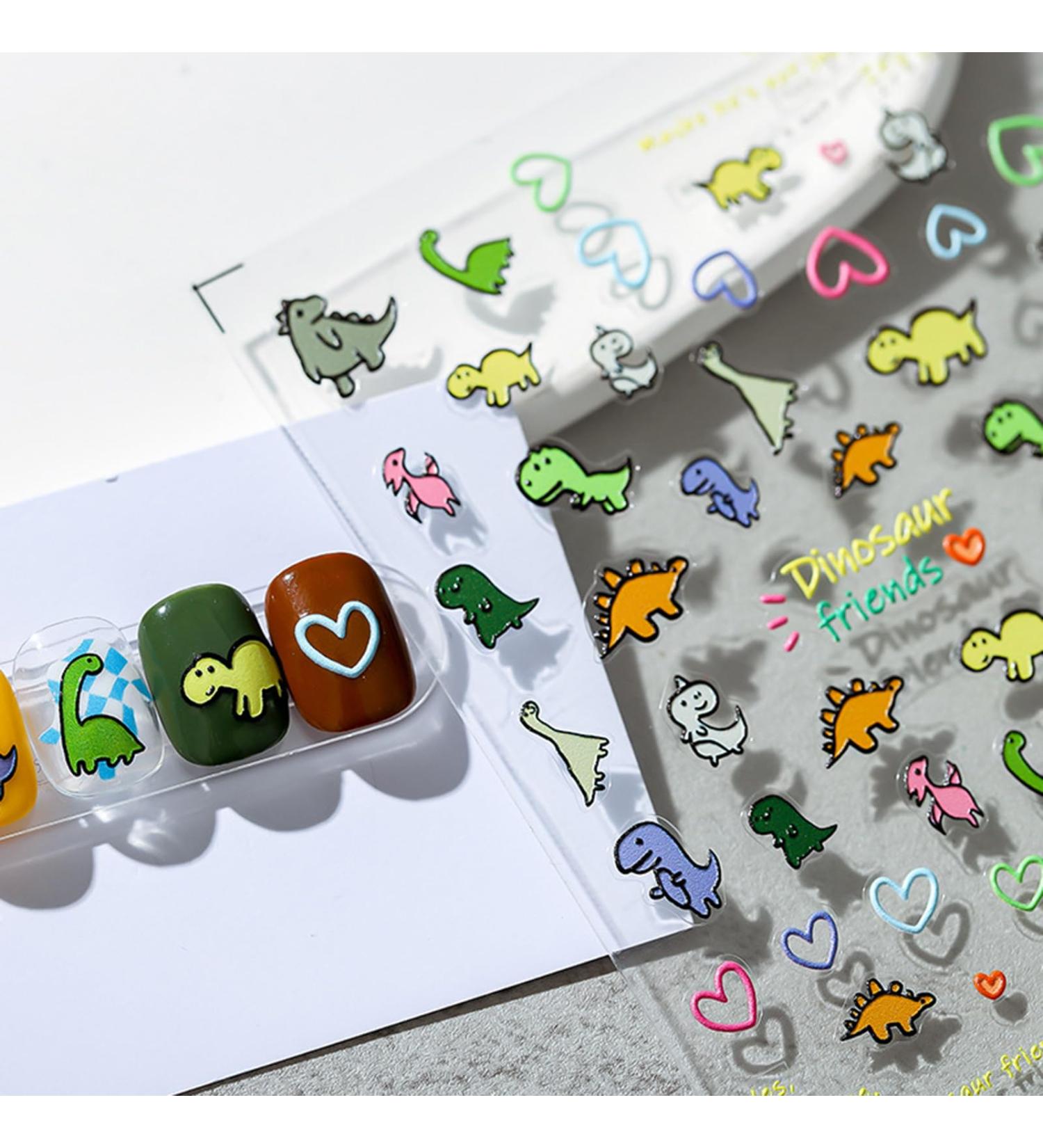 5D Dinosaur Nail Stickers - Cute Self-Adhesive Nail Art Decals for Women | Cartoon Dinosaur Accessories for DIY Manicure - Buy Online on GoSupps.com