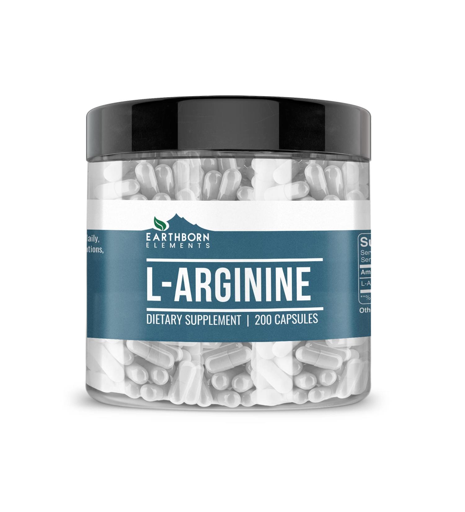 Earthborn Elements L-Arginine Pure & Undiluted No Additives (200 Capsules) 200 Count (Pack of 1) - Buy Online on GoSupps.com