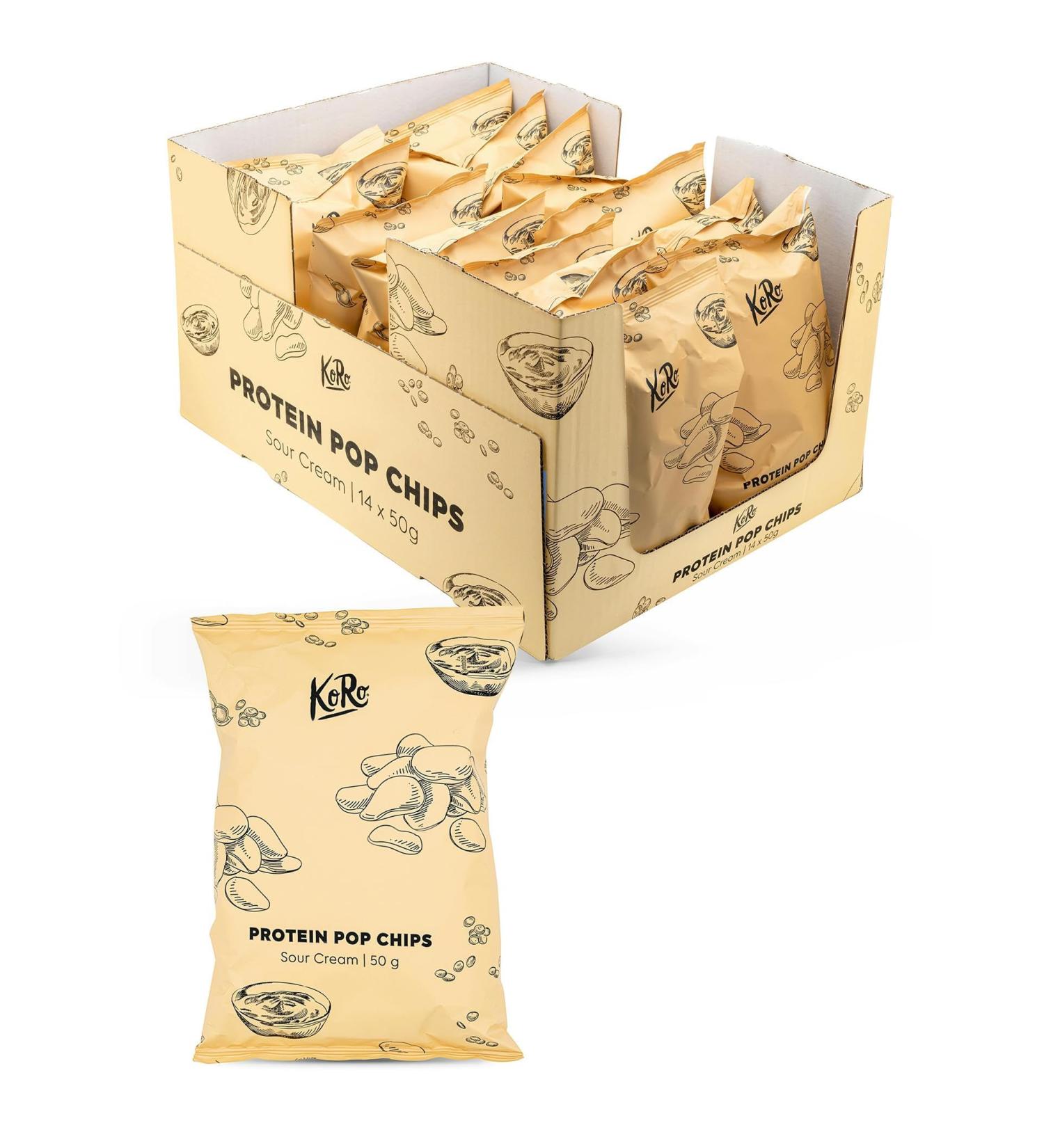 Choir KoRo Protein popchips sour cream 4 x 50 g - Buy Online on GoSupps.com
