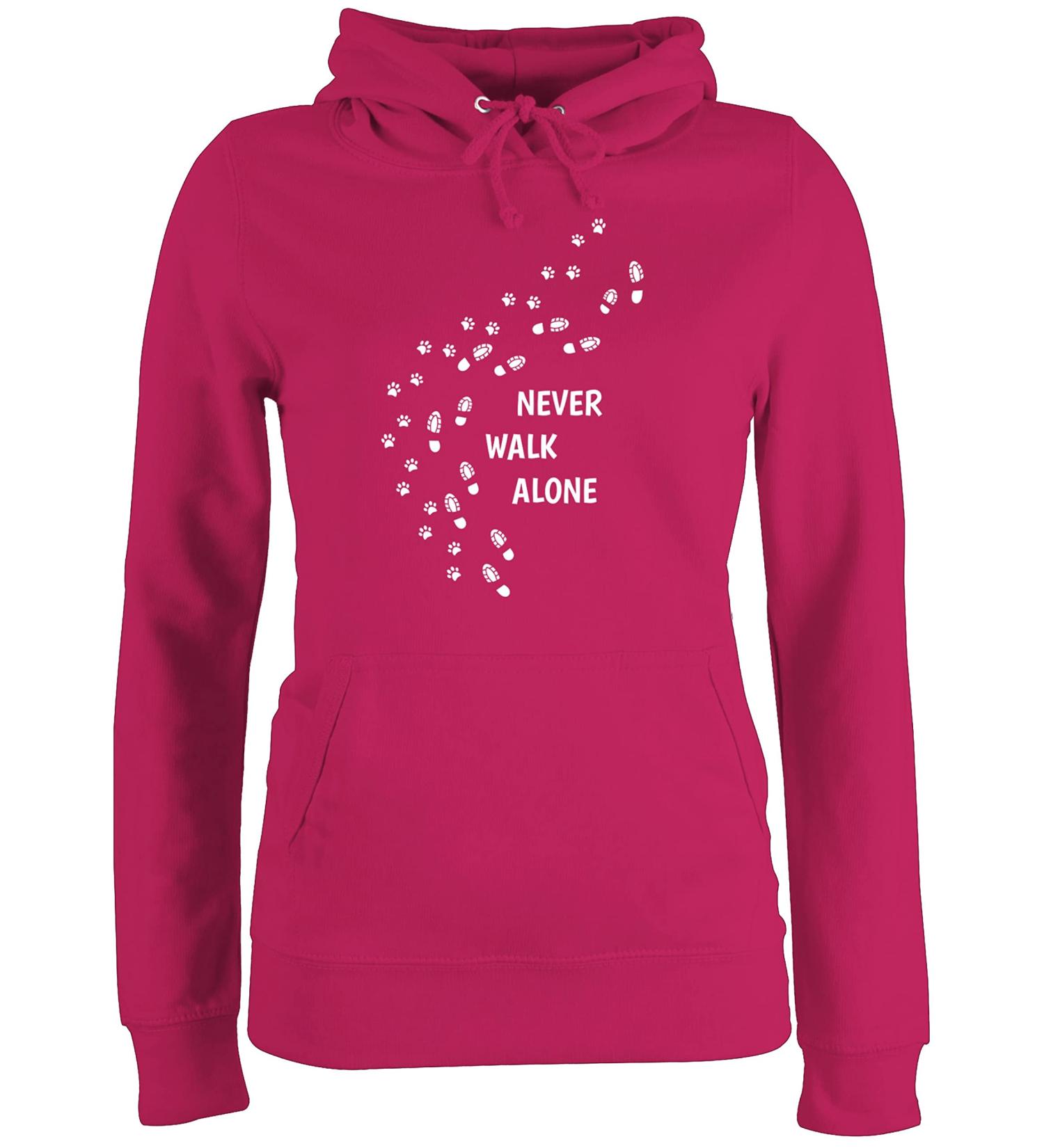 Shirtracer Women's Hoodie - Never Walk Alone Dog Owner Gift with Paw Prints in Fuchsia XS - Buy Online on GoSupps.com