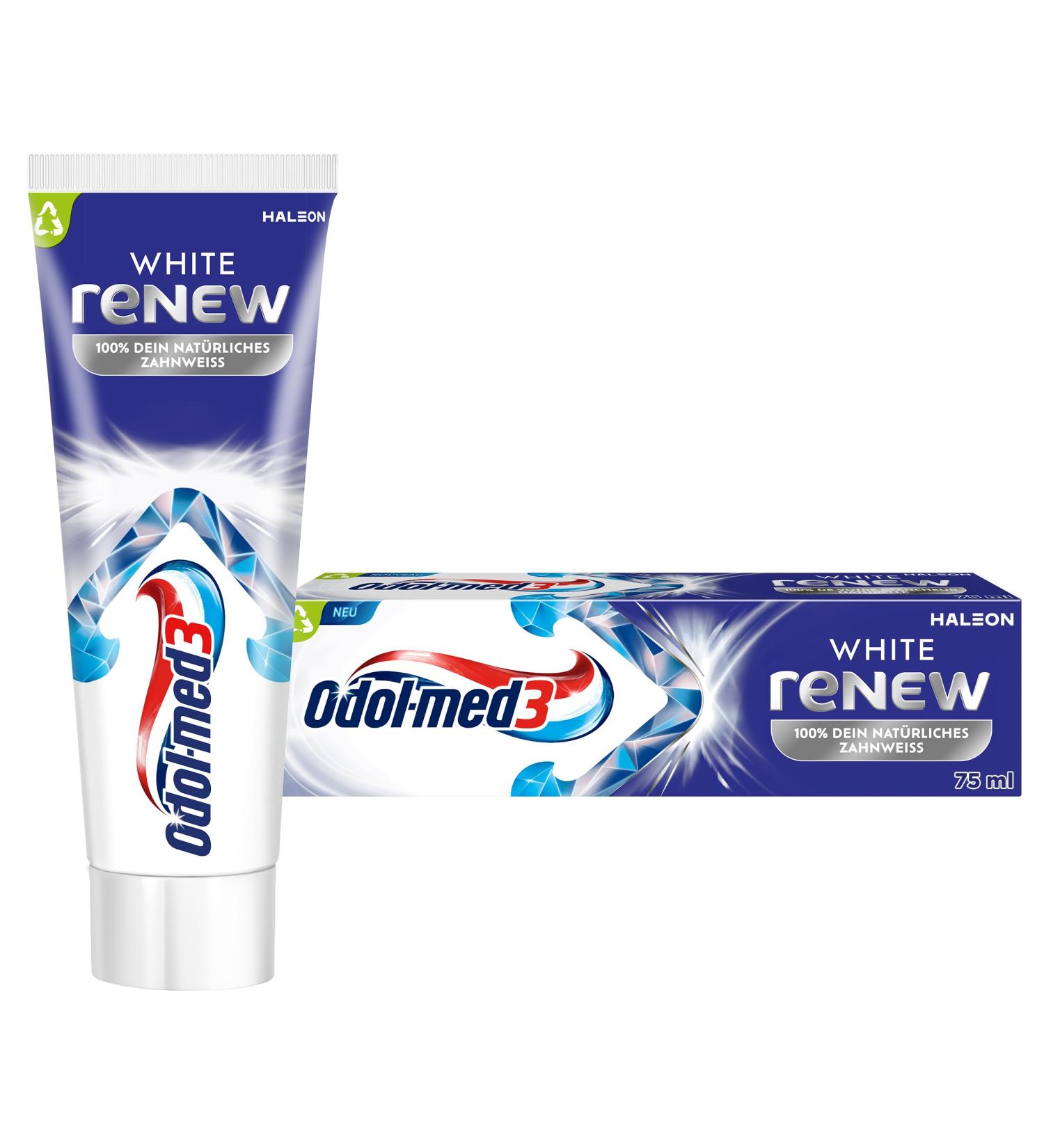 Odol-med3 White ReNEW Dentifrice jusqu' 3 fois plus efficace* formation d'un bouclier de protection pour des dents blanches longue dur e*** 75 ml Unit unique - Buy Online on GoSupps.com