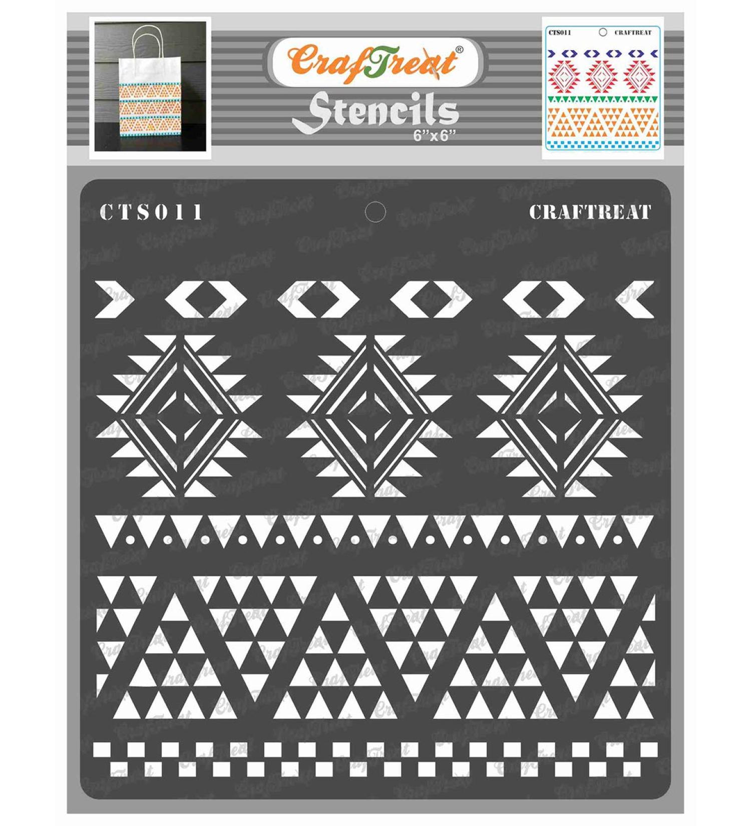 CrafTreat Tribal Stencils - Aztec Borders - 6x6 Inches - Reusable DIY Art Stencils - Buy Online on GoSupps.com