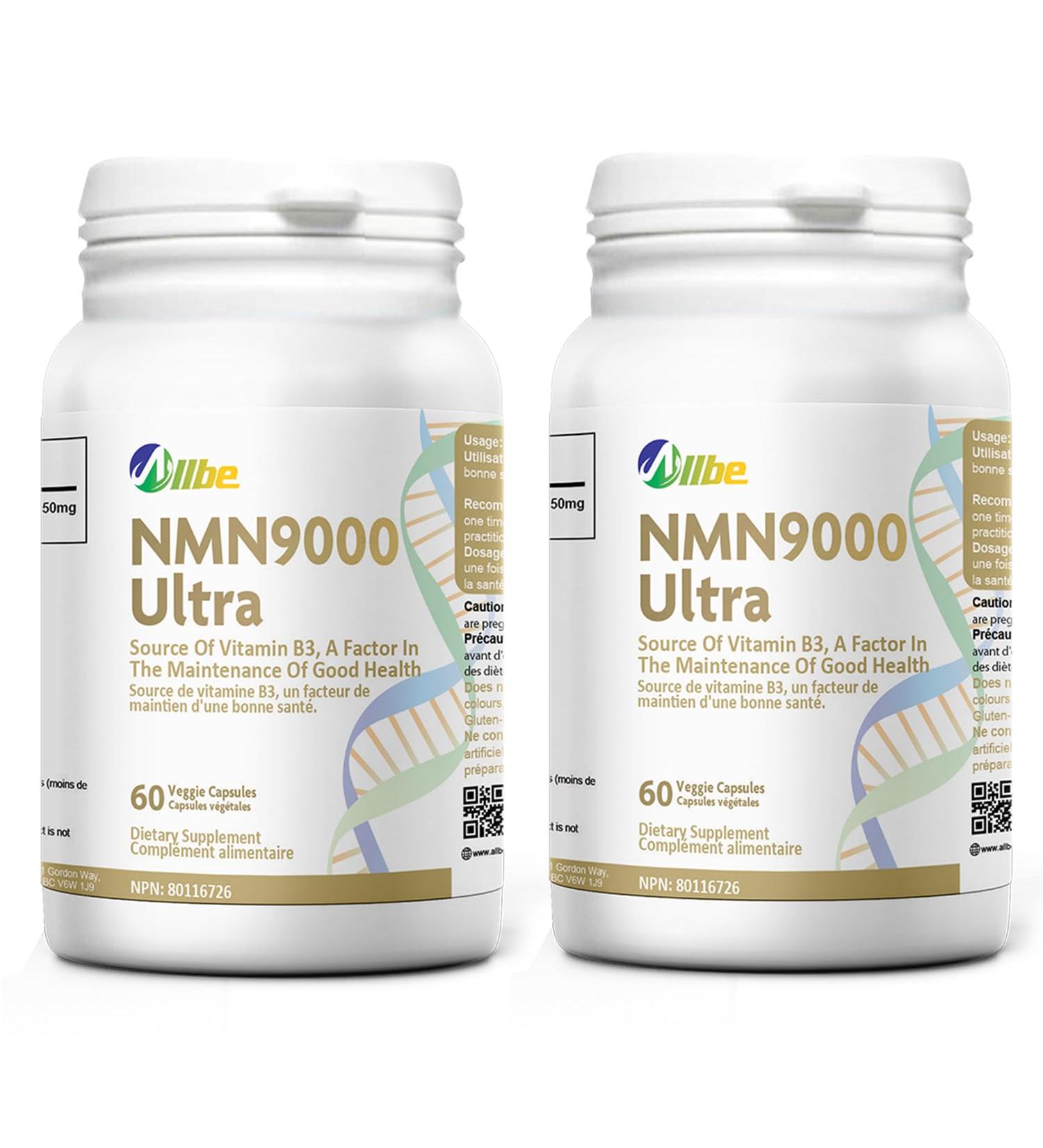 ALLBE NMN 9000 Ultra Capsules Pack of 60 Nicotinamide Mononucleotide 150 mg Servings NAD+ Booster Supplement for Cellular Energy Metabolism Immunity and Healthy Aging (60 Count (Pack of 2)) - Buy Online on GoSupps.com