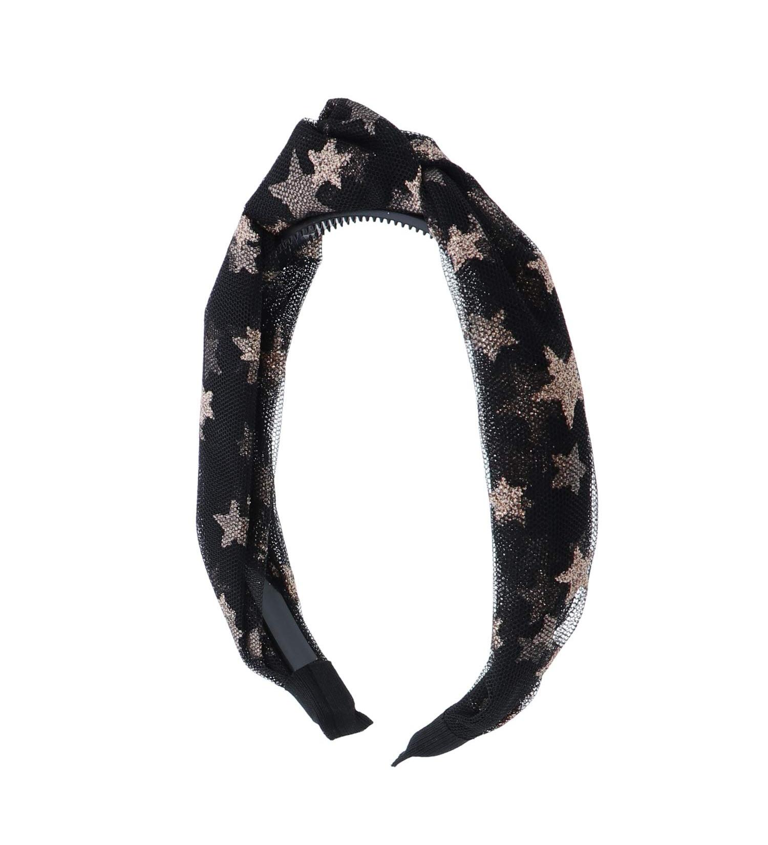 Black Gold Starry Holiday Tulle Turban Knot Headband for Women and Girls - Buy Online on GoSupps.com