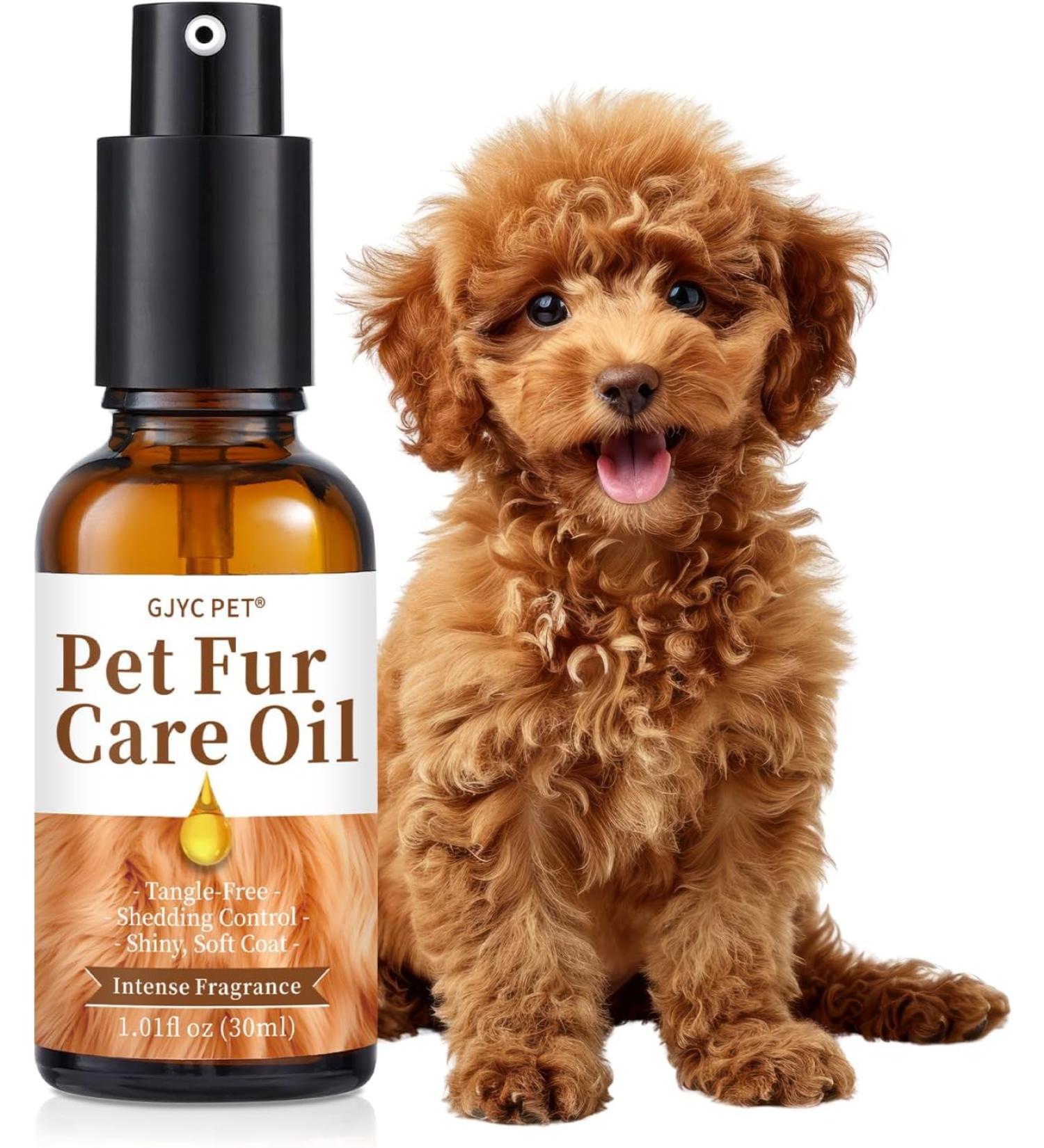 GJYC PET Pet Hair Care Oil - Detangles reduces shedding - Adds shine with collagen and natural oils - Leave-in conditioner for dogs and cats - 30 ml - Buy Online on GoSupps.com