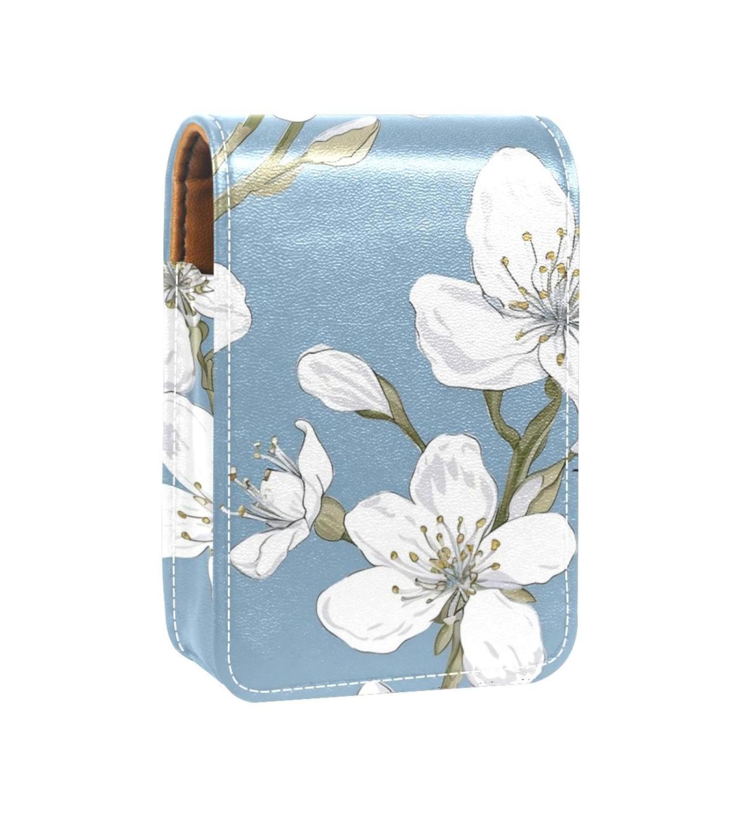Buy Leather Lipstick Case with Mirror | Mini Lip Gloss Organizer | Bee & Spring Blossom Design - International Shipping Available - Buy Online on GoSupps.com