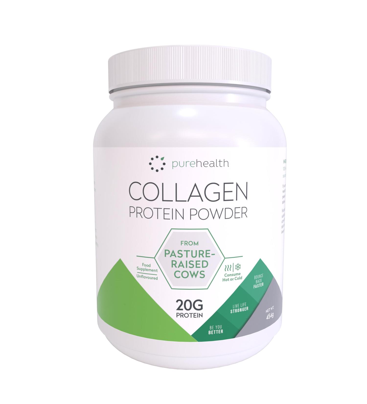  Pure Health Pure Collagen: Bovine Peptides Hydrolyzed Collagen Protein Powder 100% Grazing | No Hormones or Steroids | No Flavor & Dissolves | 20g Protein | Paleo Keto Bulletproof | 16oz - Buy Online on GoSupps.com