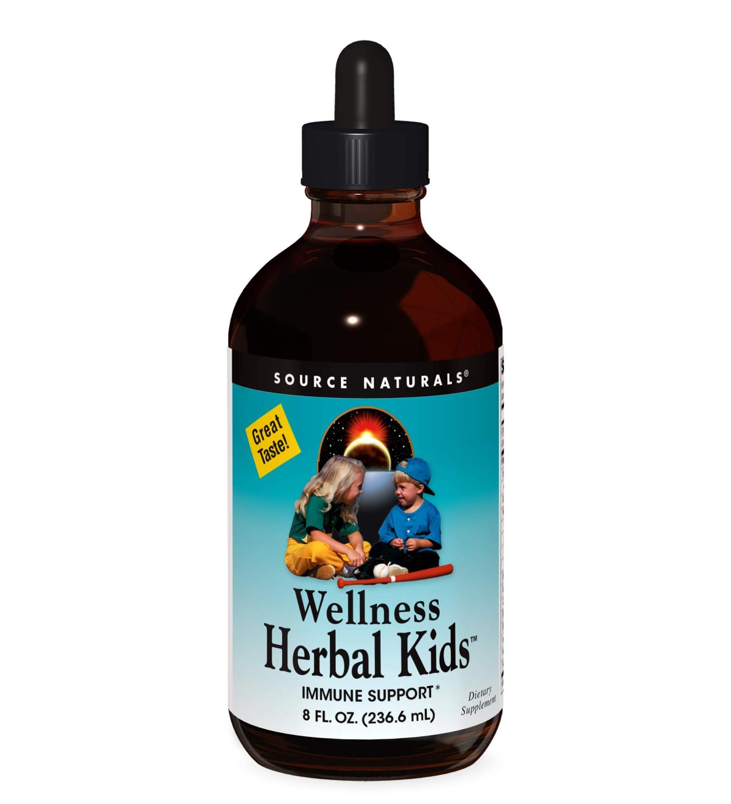 Source Naturals Wellness Herbal Kids Immune Support - Echinacea, Yin Chiao, Elderberry - 8 Fl Oz - Buy Online on GoSupps.com