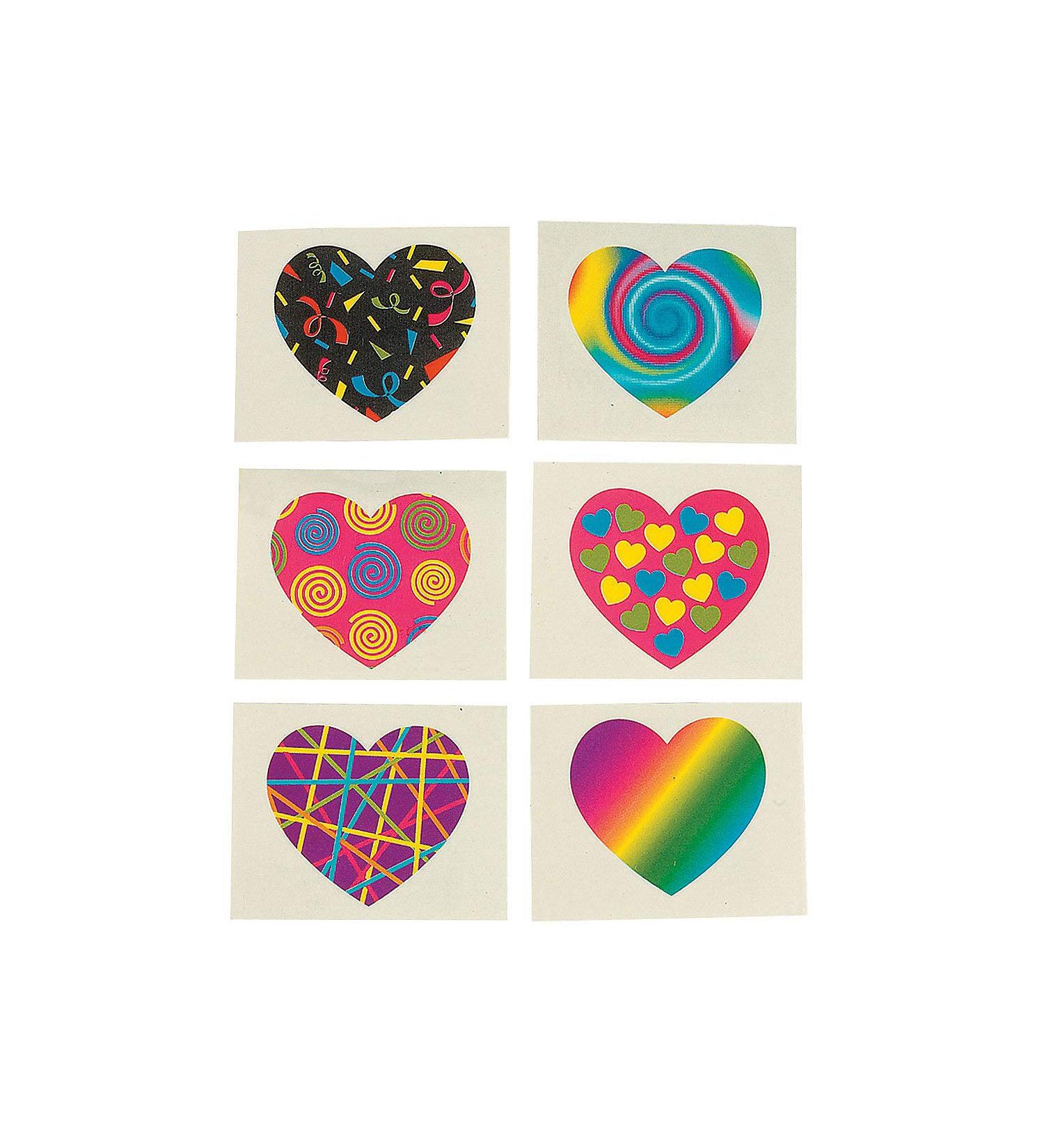 Funky Heart Tattoos - 72 Pieces | Trendy Temporary Tattoo Set - Buy Online on GoSupps.com