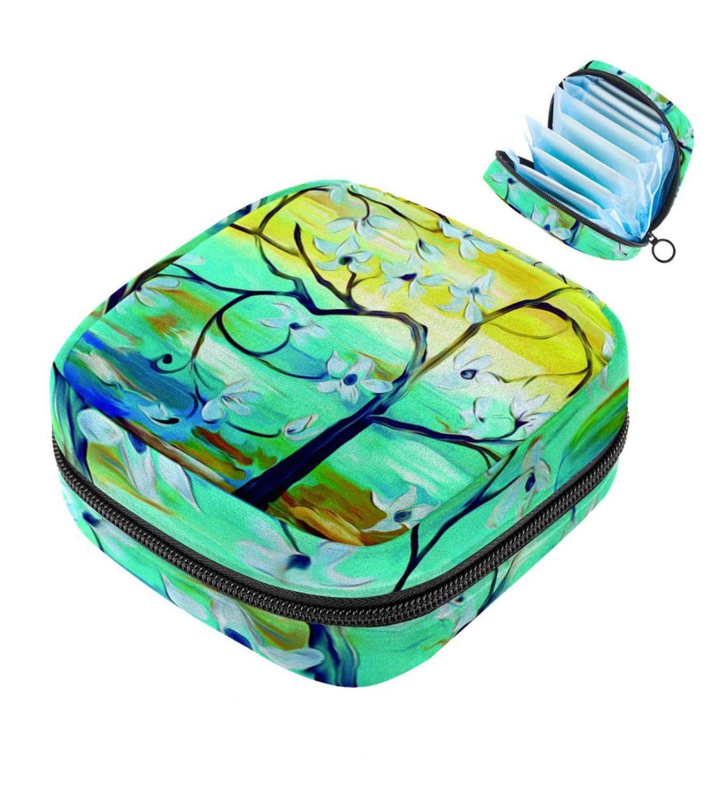 Portable Women's Binding-Storage Bags | Menstrual Cup Pocket & Pads for Teens | Colorful Tree Oil Paintings - Buy Online on GoSupps.com