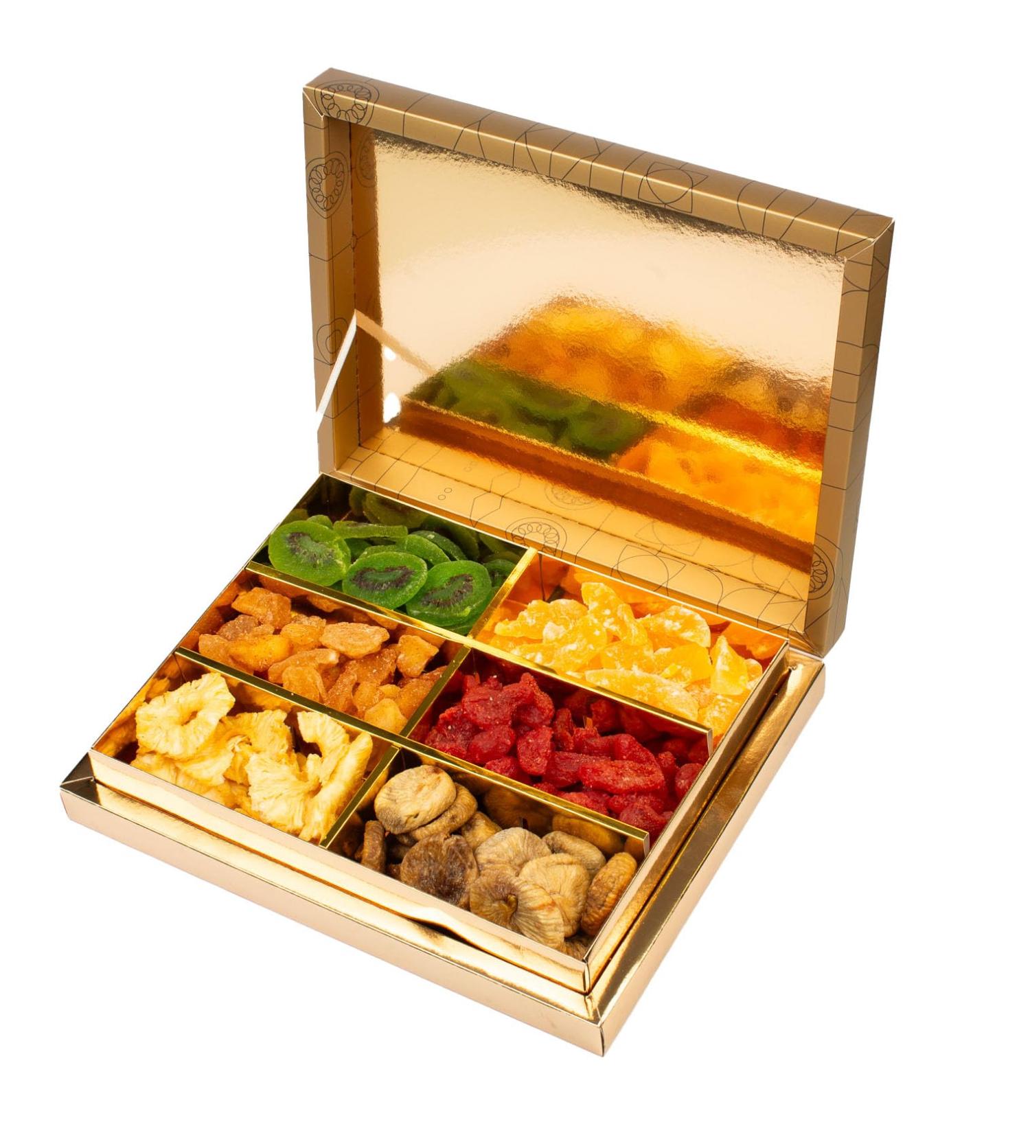 Luxury Dried Fruits Selection - 1400g Gold Gift Box | Exotic Crystallised Fruit | Suitable for Vegans Vegetarian Halal Kosher and Gluten Free Diets