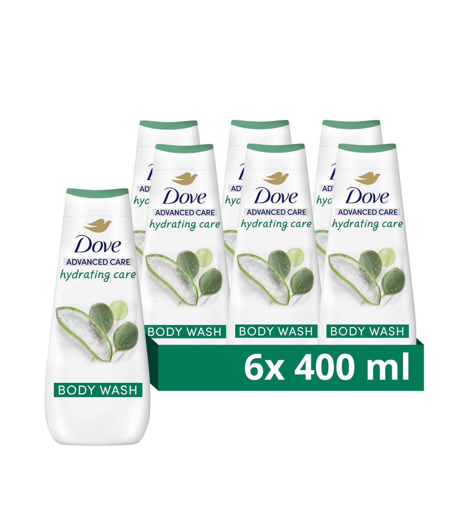 Dove Advanced Care Hydrating Care Body Wash Body Cleanser shower gel with aloe & birch water for instantly lotion-soft skin 6x 400 ml - Buy Online on GoSupps.com