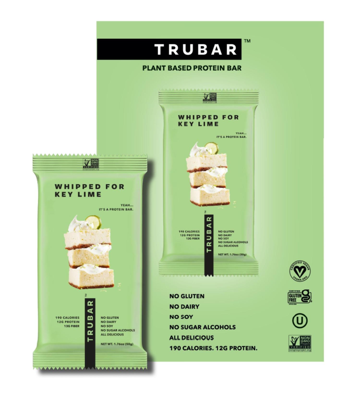 Buy TRUBAR Vegan Protein Bar - Key Lime Flavor | Gluten Free Dairy Free Non-GMO | 12G Protein & Fiber | Healthy On-the-Go Snack | 12 CT - Buy Online on GoSupps.com