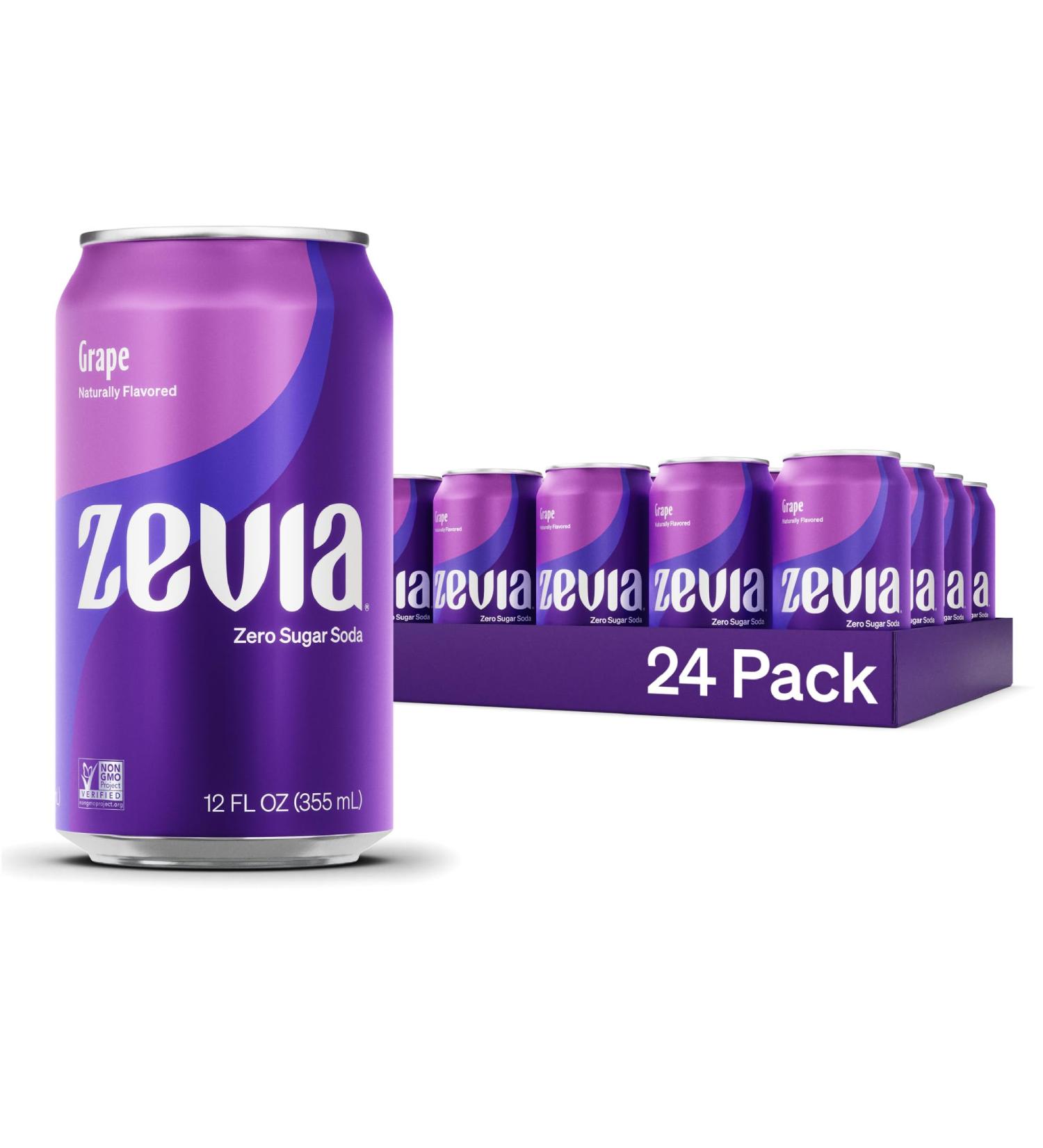 Zevia Zero Sugar Grape Soda 355 mL Cans (Pack of 24) Grape 355 mL (Pack of 24) - Buy Online on GoSupps.com