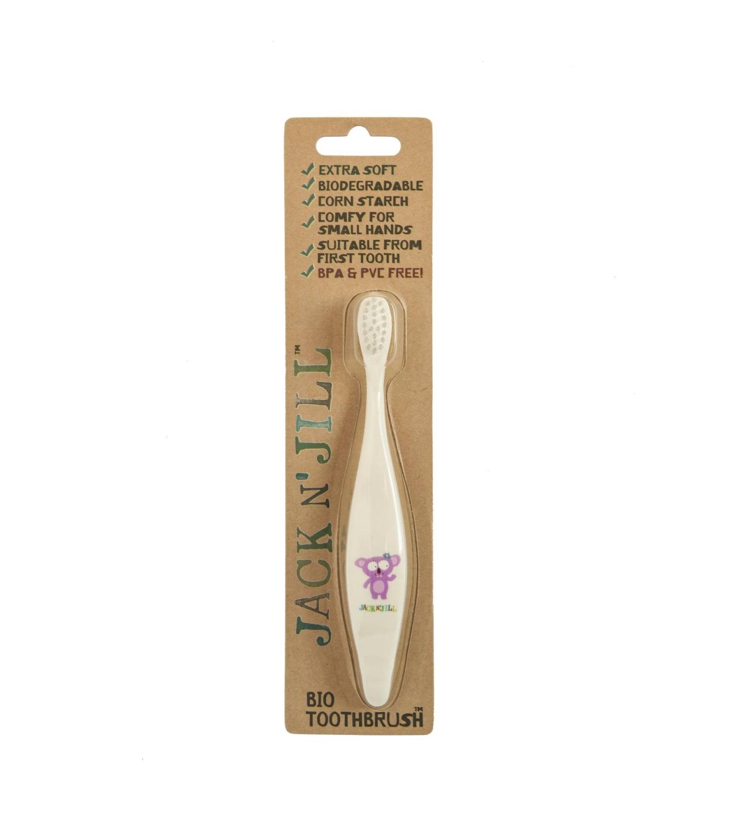 Jack n 'Jill - organic toothbrush - with Koala Dekor - child -friendly design - rounded bristle - handle biodegradable - ergonomically shaped