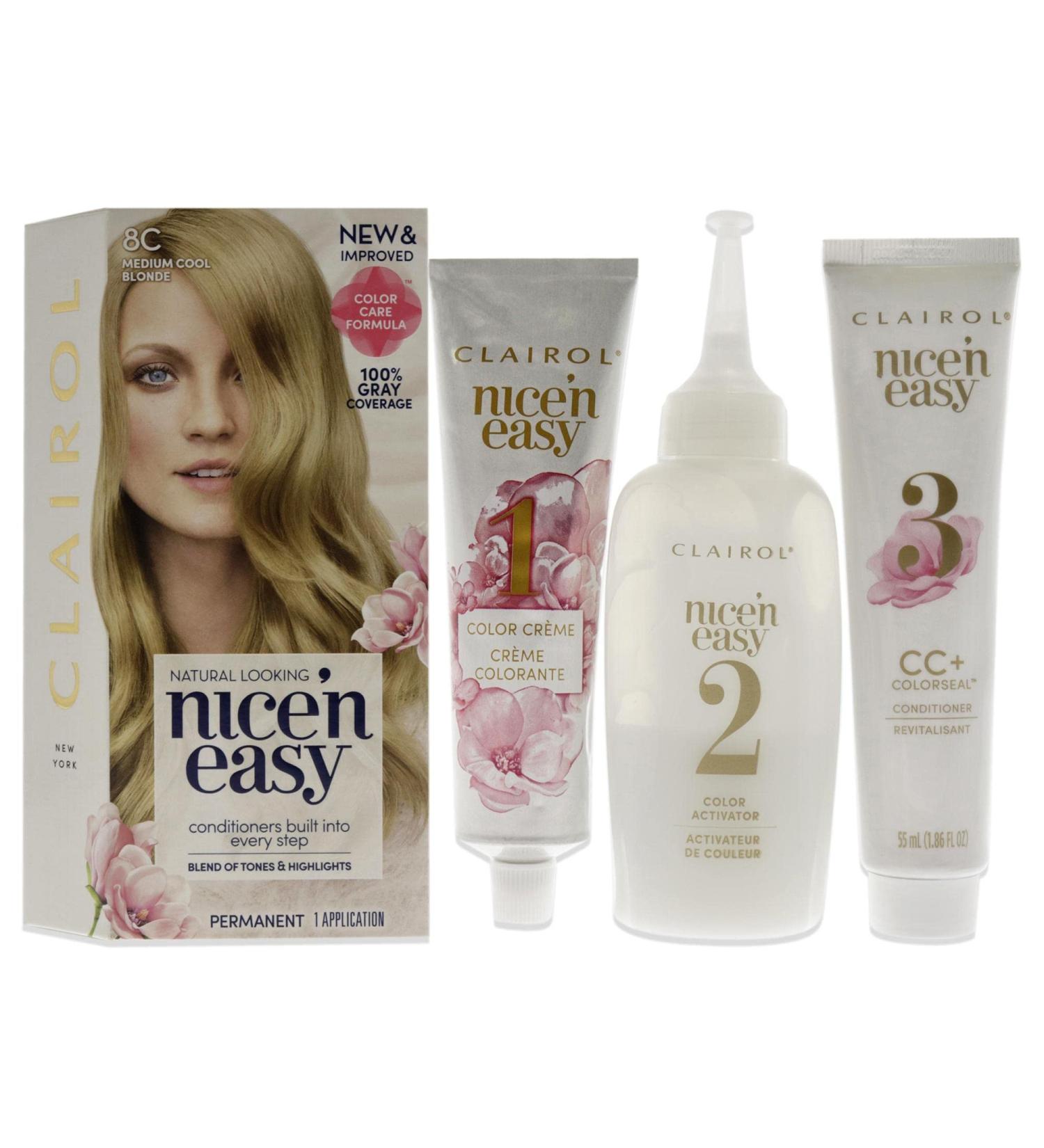 Clairol Nice'n Easy 8C Medium Cool Blonde Hair Dye - 6.26 Fl Oz (Pack of 1) - Buy Online on GoSupps.com