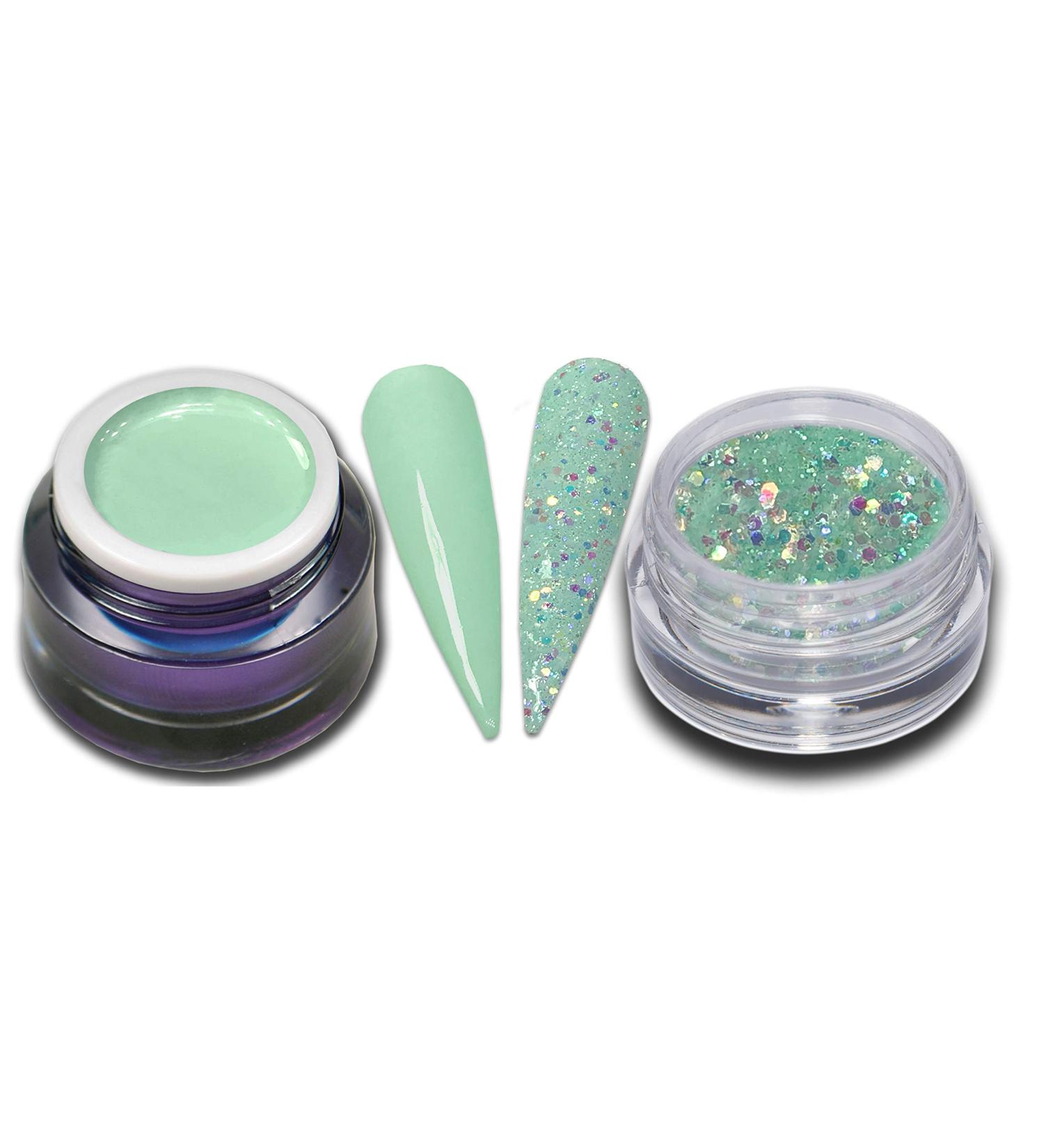 5ml Premium Jade Pastel Mint Green Glitter Nail Gel Set - International Shipping Available - Buy Online on GoSupps.com