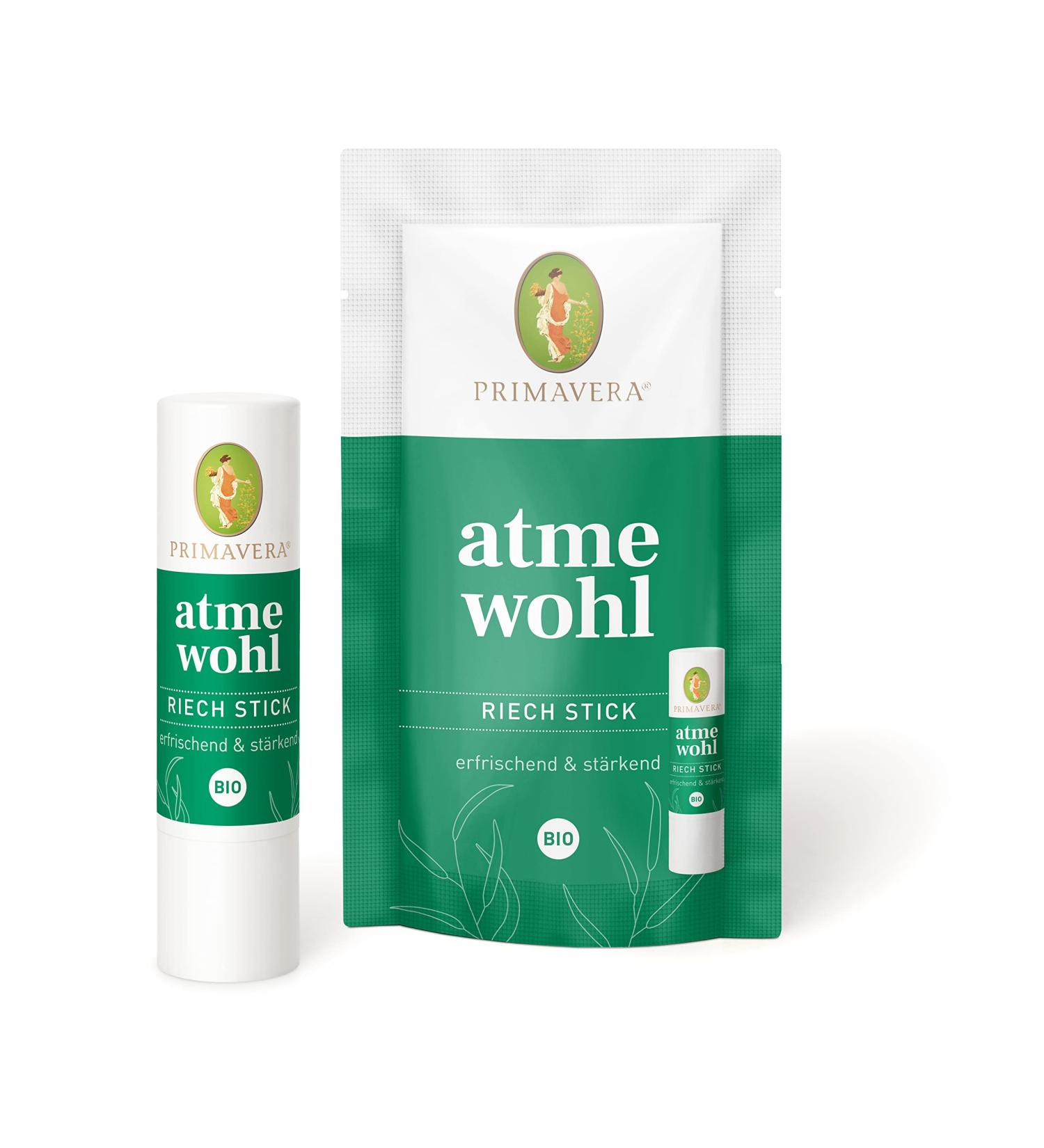 PRIMAVERA Atmewohl Scent Stick - Organic Eucalyptus & Peppermint Essential Oils for On-the-Go Aromatherapy | Vegan 6 x 0.8 ml - Buy Online on GoSupps.com