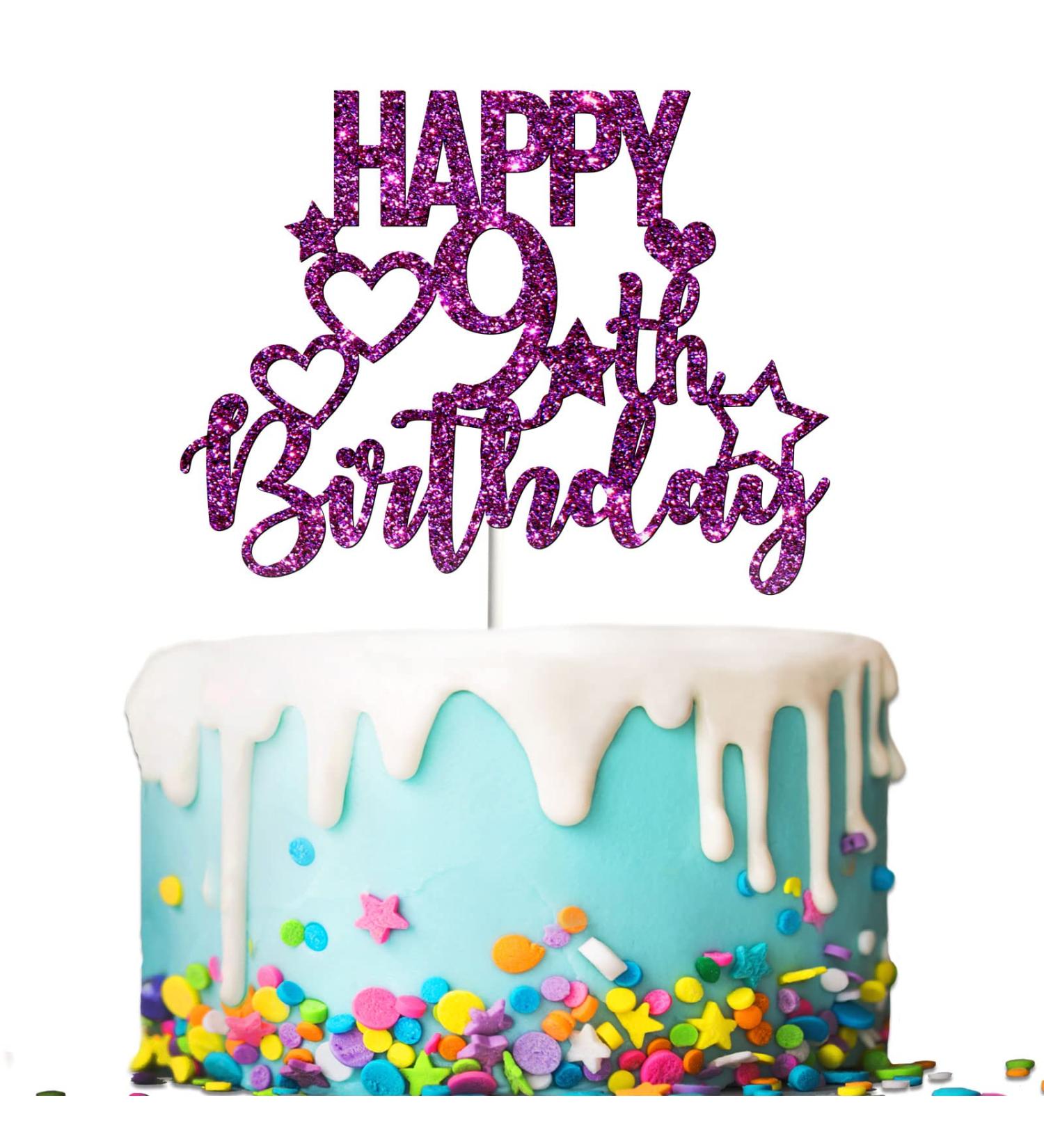 Tenhaisi Glitter Purple Happy 9th Birthday Cake Topper 9 and Fabulous Cake Topper - Birthday Party Decoration - 9 Years Birthday/Wedding Anniversary Party Supplies - Buy Online on GoSupps.com